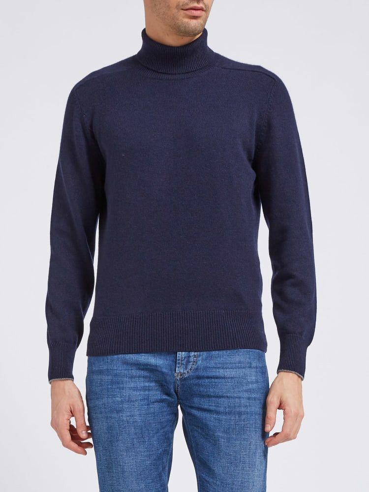 Brunello Cucinelli o1w1db10924 Cashmere Turtleneck in Navy Size US M / EU 48-50 / 2 - 1 Preview