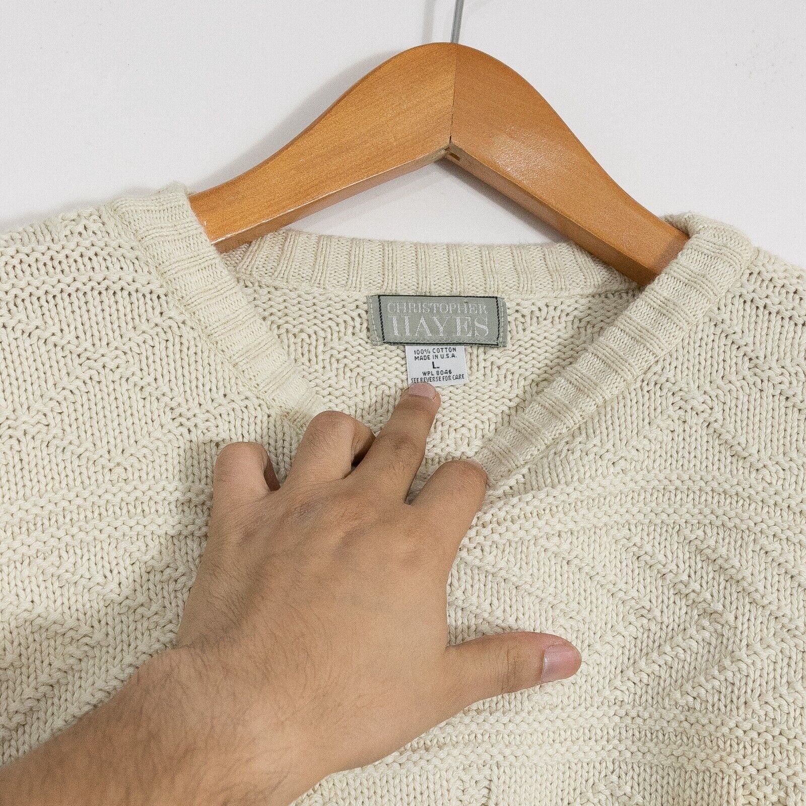 Vintage Vintage Christopher Hayes Textured Sweater L - Cotton Knit Size US L / EU 52-54 / 3 - 4 Thumbnail