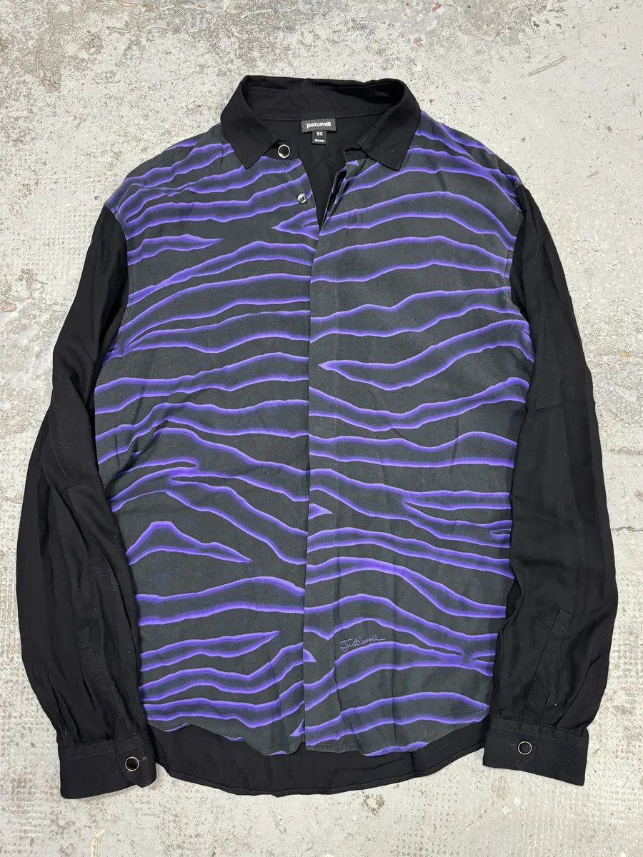 Just Cavalli AW2019 Cavalli Black & Purple Hallucination Psycho Shirt Size US M / EU 48-50 / 2 - 1 Thumbnail