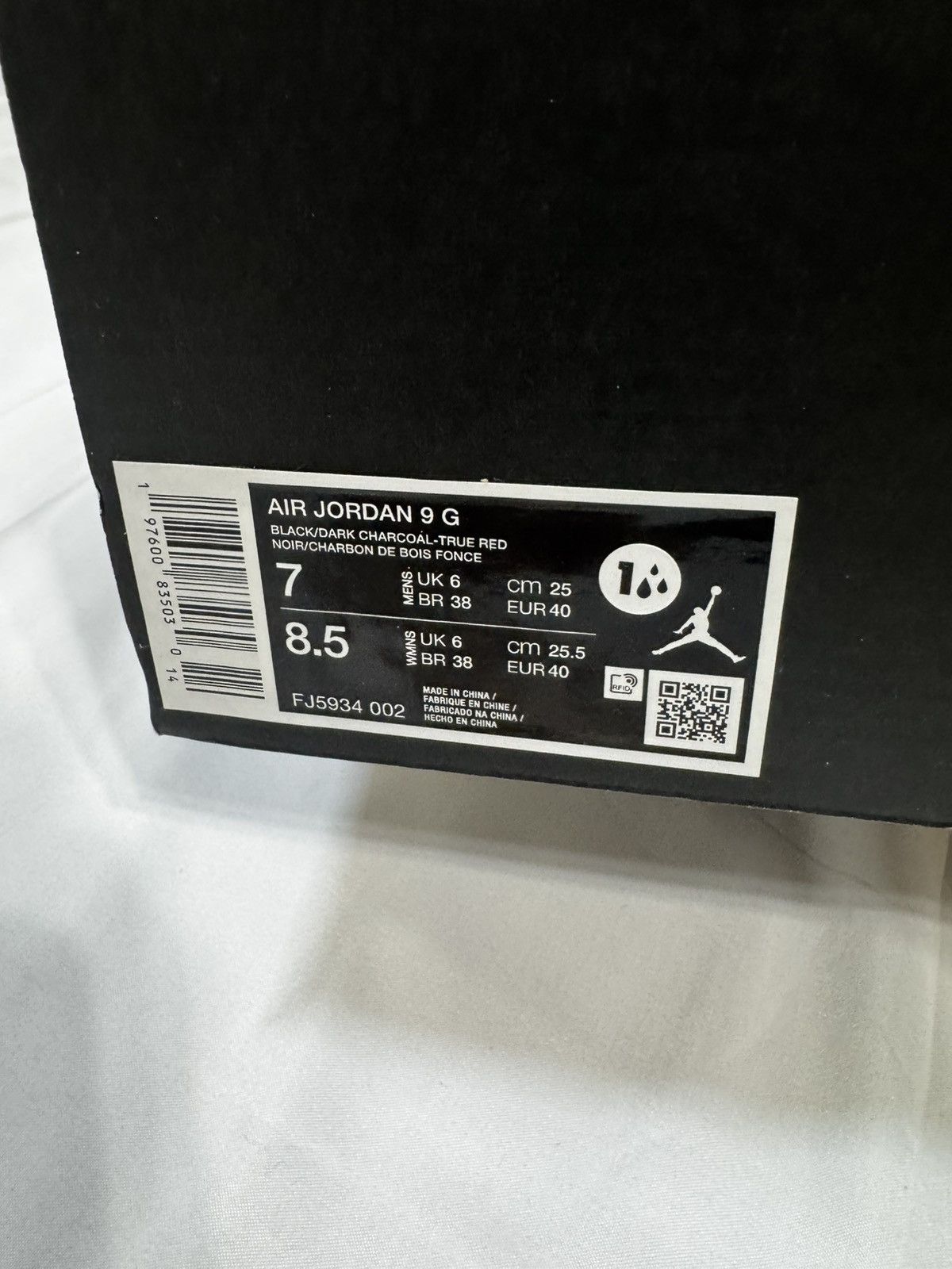 Jordan Brand 2024 Air Jordan 9 Low 'Charcoal' Cleats Size US 7 / EU 40 - 8 Thumbnail