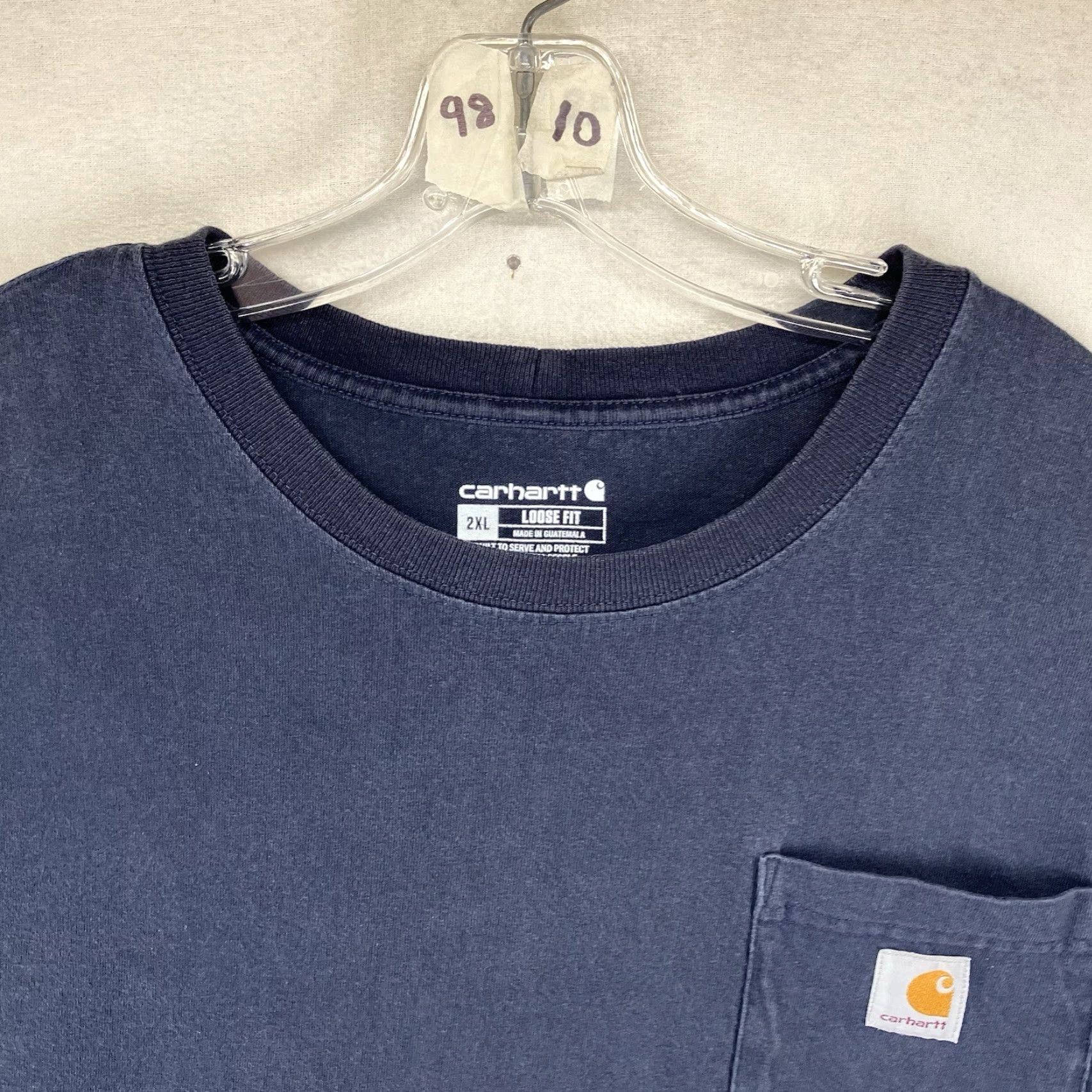 Carhartt Carhartt Men Navy 2XL T-Shirt Short Sleeve All Cotton Loose Fit Crew Neck Logo Pockets Heavyweight Size US XXL / EU 58 / 5 - 5 Thumbnail