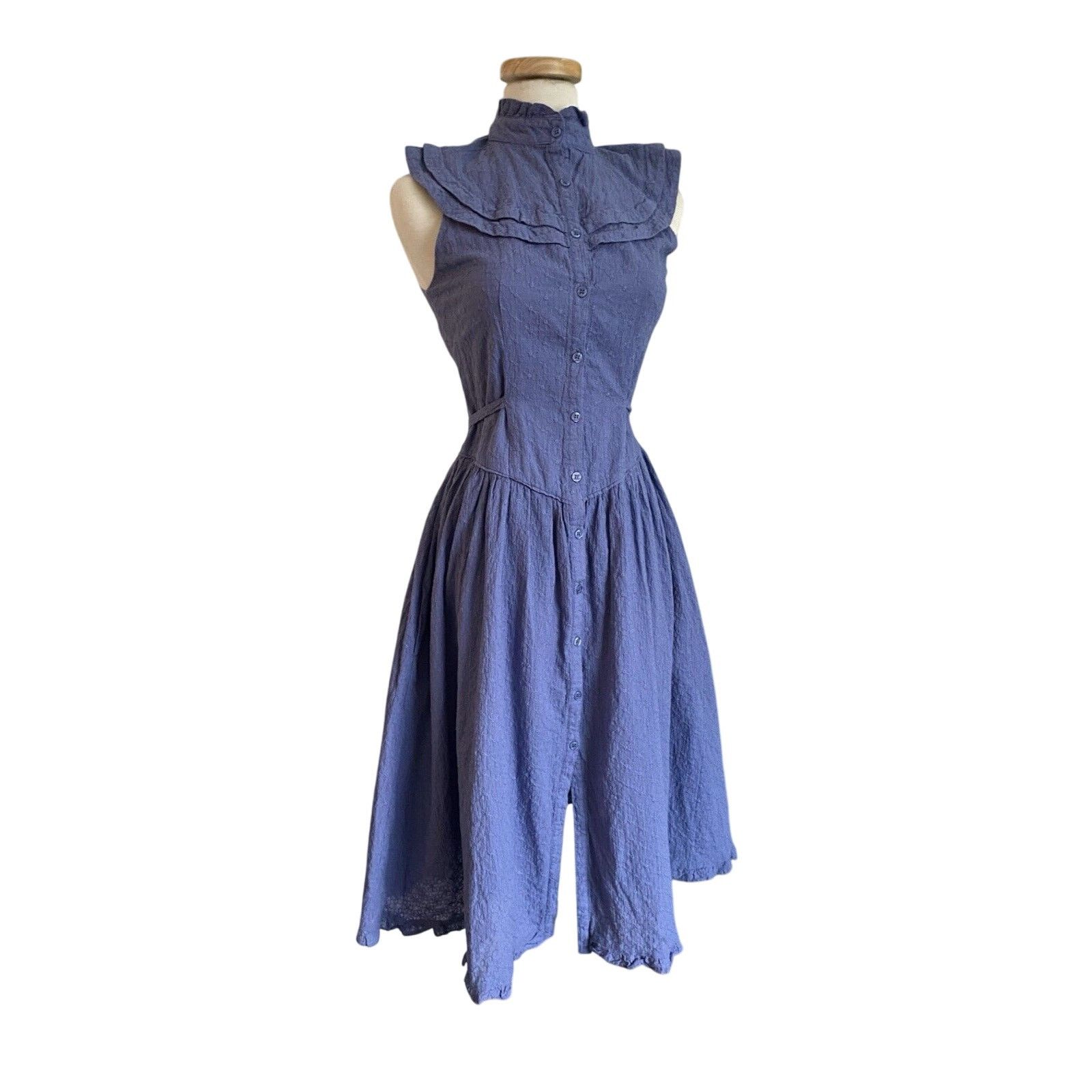 Pamela Love Pamela Love Midi Dress M Cotton Blue Eyelet Button Front Size M / US 6-8 / IT 42-44 - 1 Thumbnail