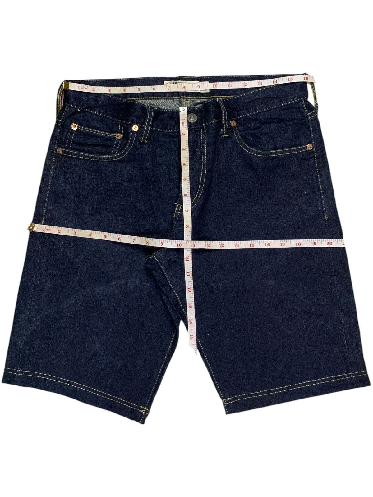 JNCO × Japanese Brand Vintage Back Number Selvedge Raw Denim Loose Jean Shorts Size US 32 / EU 48 - 14 Thumbnail
