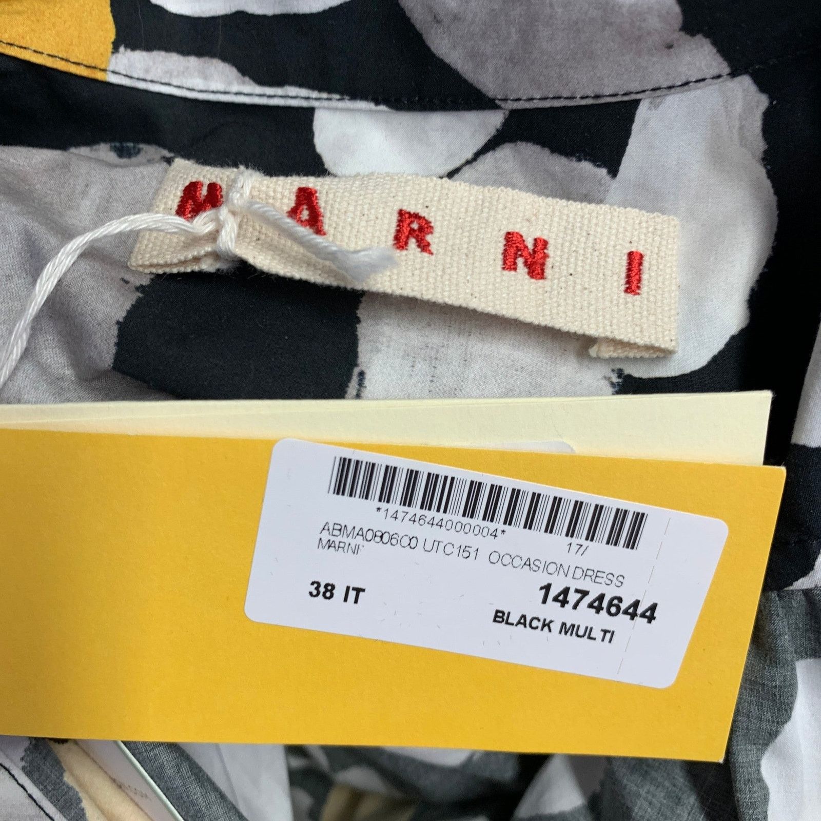 Marni Euphoria Black White Yellow Poplin Floral Pockets Belted Size XS / US 0-2 / IT 36-38 - 5 Thumbnail