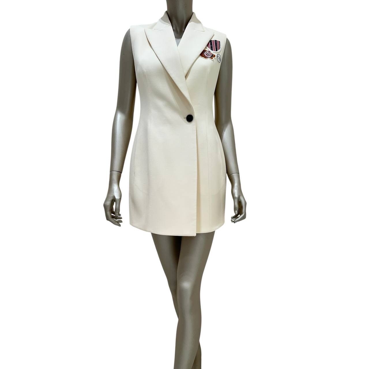 Dior Christian Dior Cream Wool & Silk Vest Dress - Size 38 Size S / US 4 / IT 40 - 1 Thumbnail