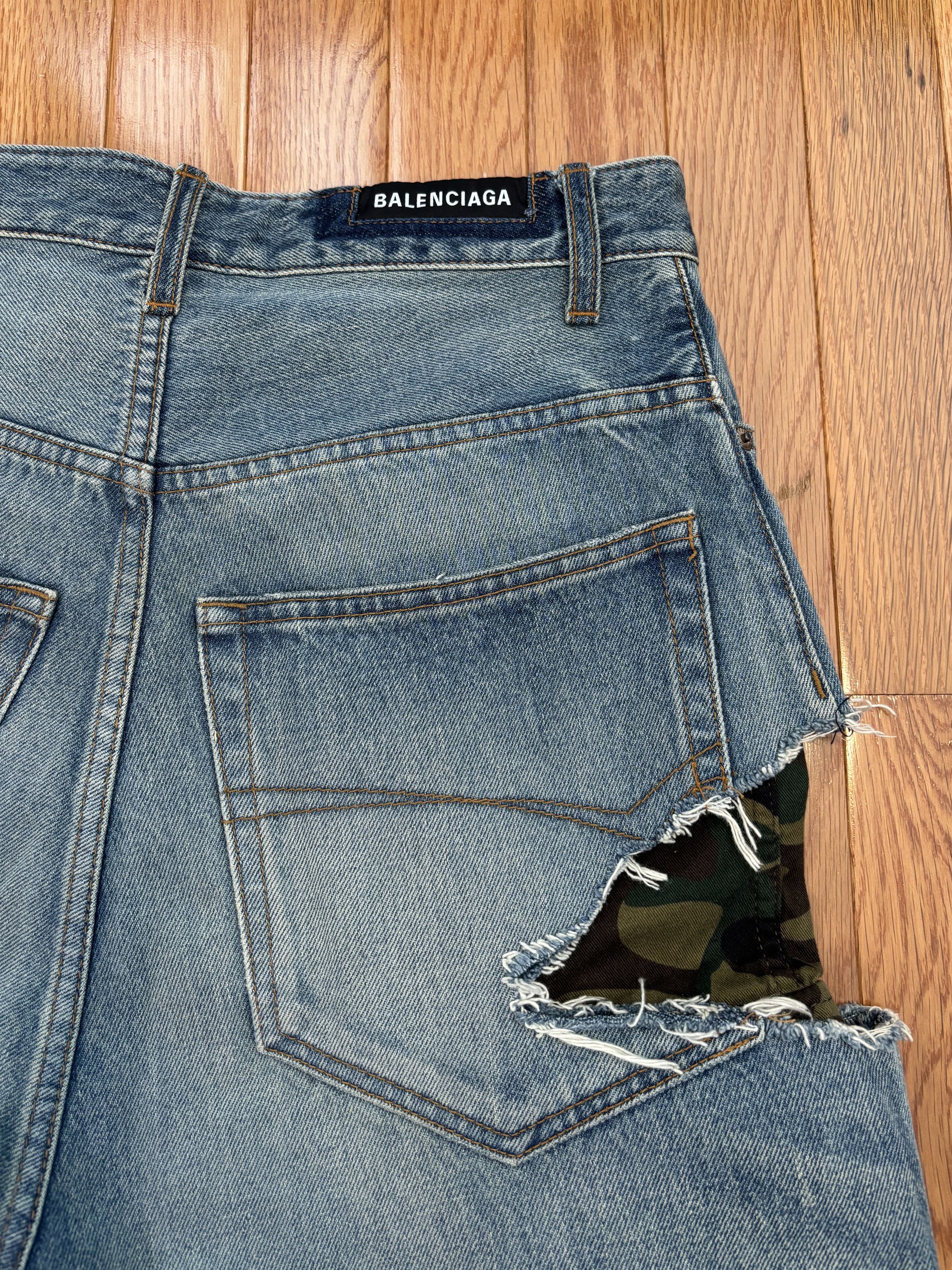 Balenciaga FW21 SLASHED 2 LAYER CAMO CARGO DENIM Size US 28 / EU 44 - 5 Thumbnail