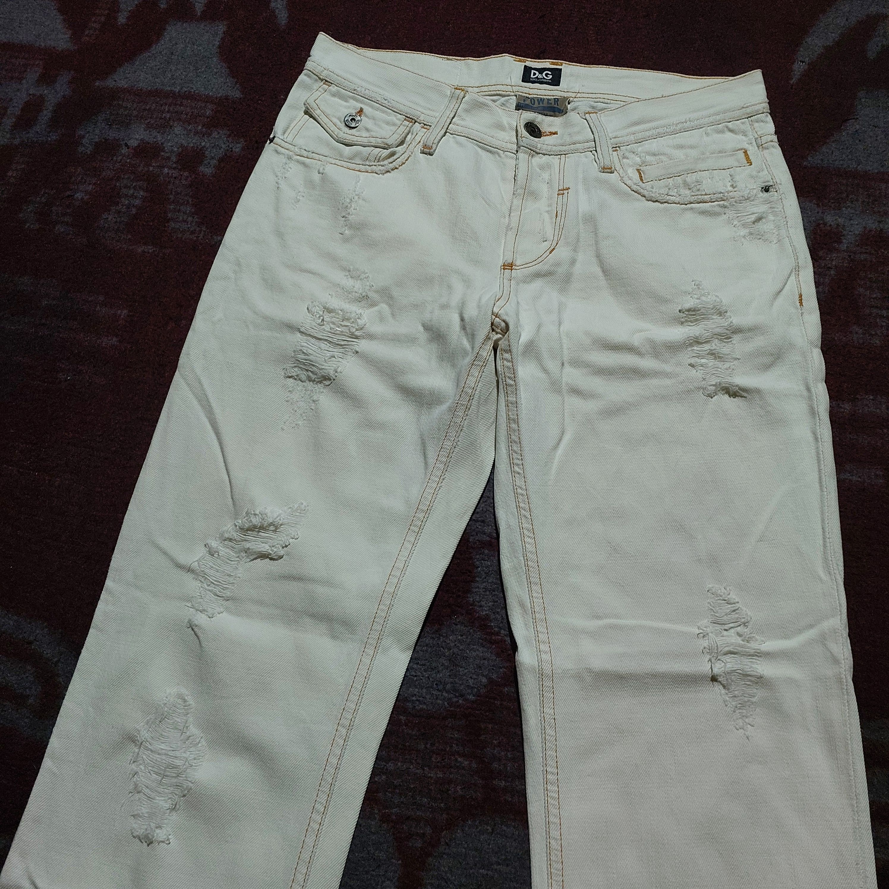 Dolce & Gabbana 2000s Dolce&Gabbana Audacious Ripped White Tight Fit Jeans Size US 29 - 5 Thumbnail