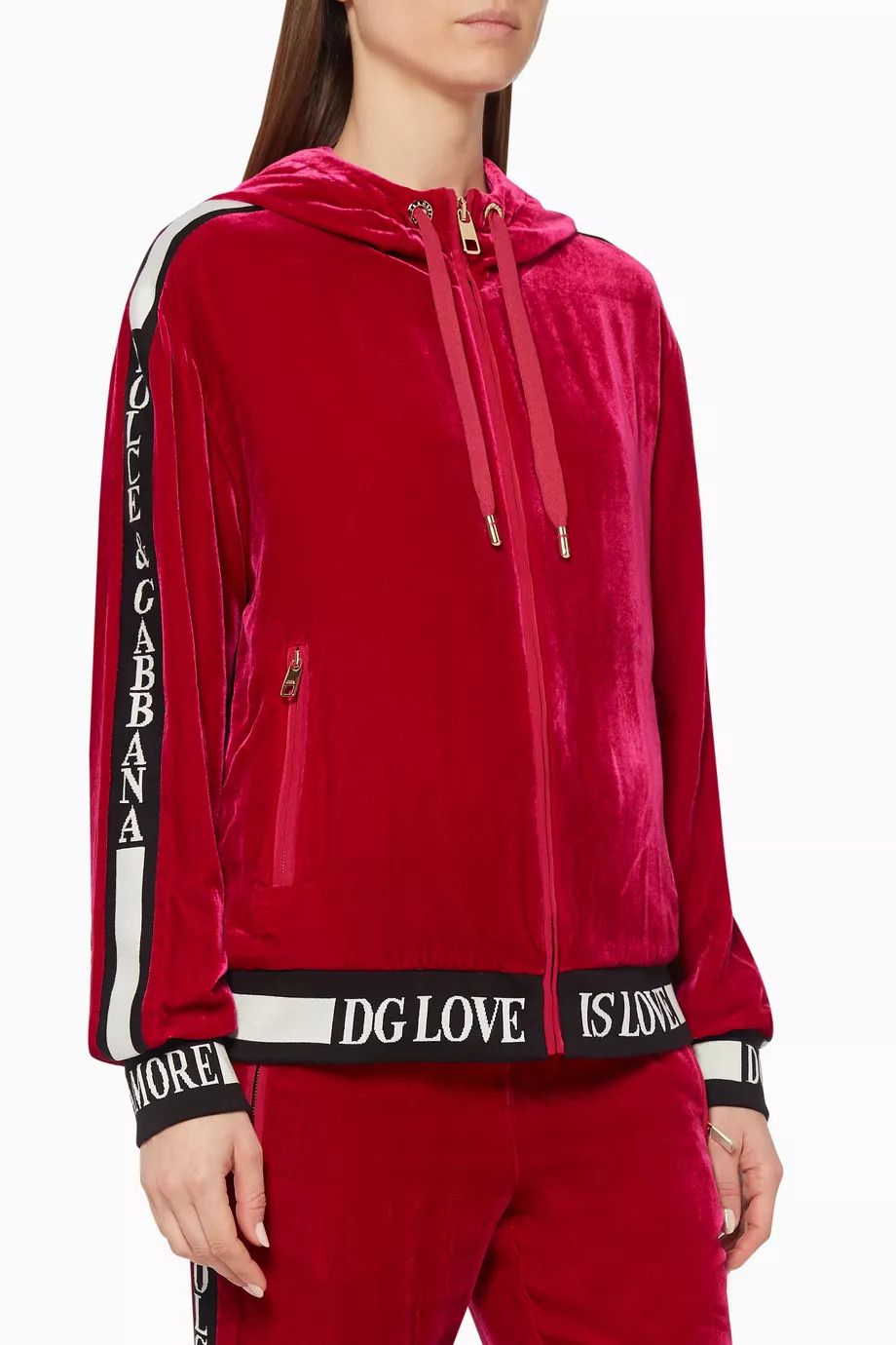 Dolce & Gabbana o1y0925 Velvet Hoodie in Fuchsia Size XS / US 0-2 / IT 36-38 - 1 Thumbnail