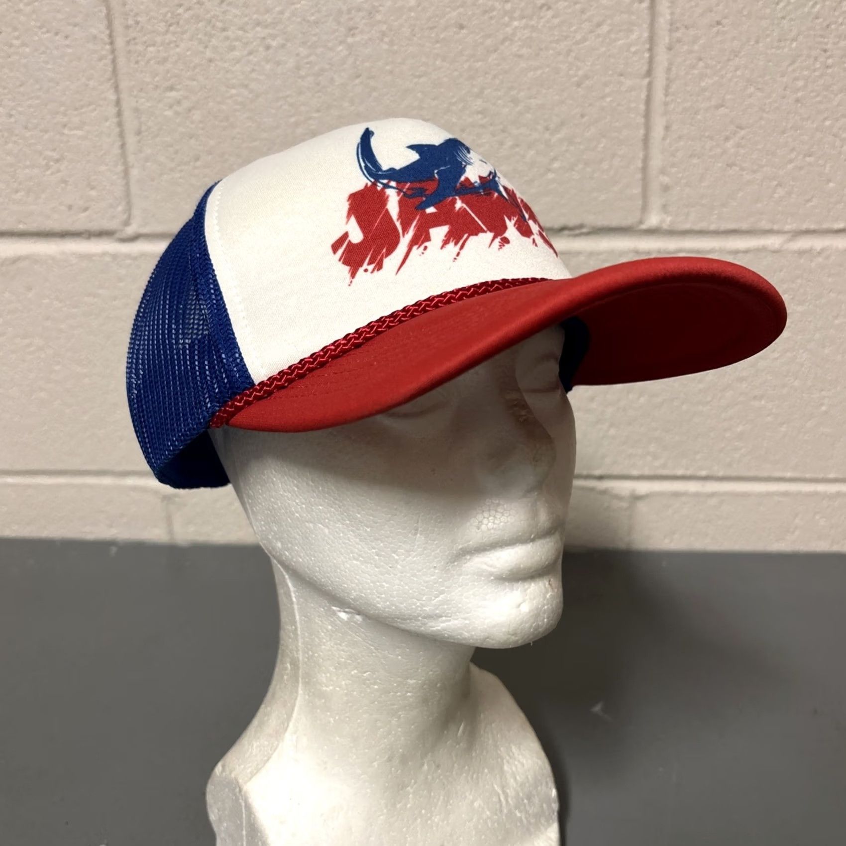 Vintage Universal Studios JAWS Logo Snapback Hat Red White & Blue Movie Mens One Size Size ONE SIZE - 2 Thumbnail