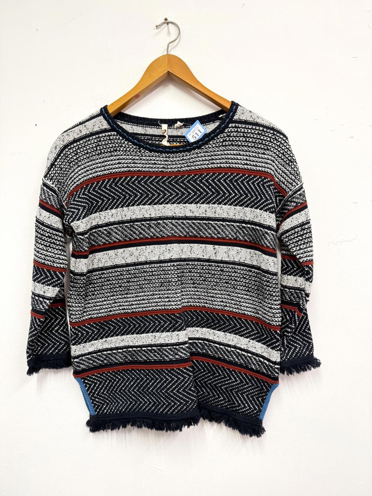 Unknown London Striped Knit Sweater with Frayed Edges b511 Size US M / EU 48-50 / 2 - 1 Thumbnail
