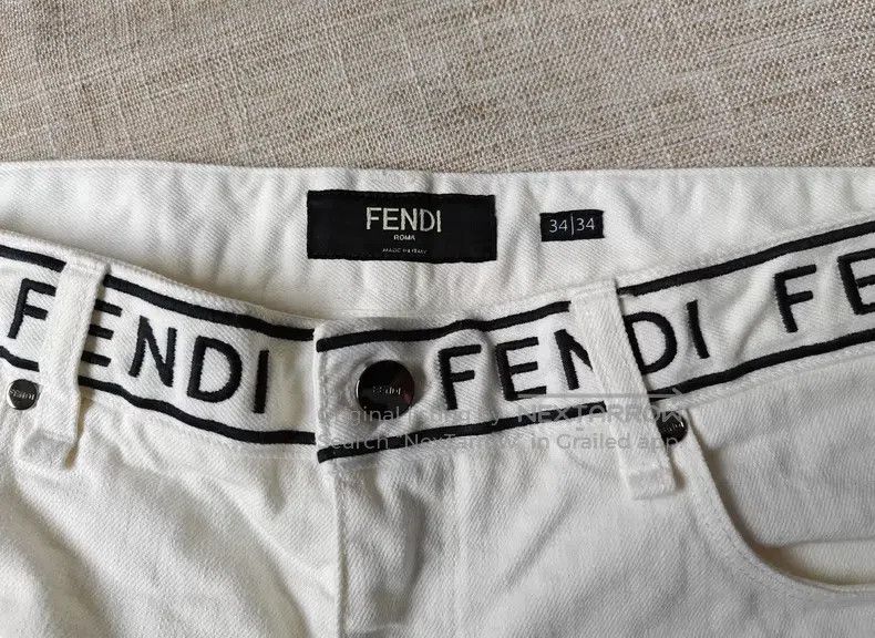 Fendi Fendi White casual denim jeans with letter embroidery on w Size US 34 / EU 50 - 3 Thumbnail