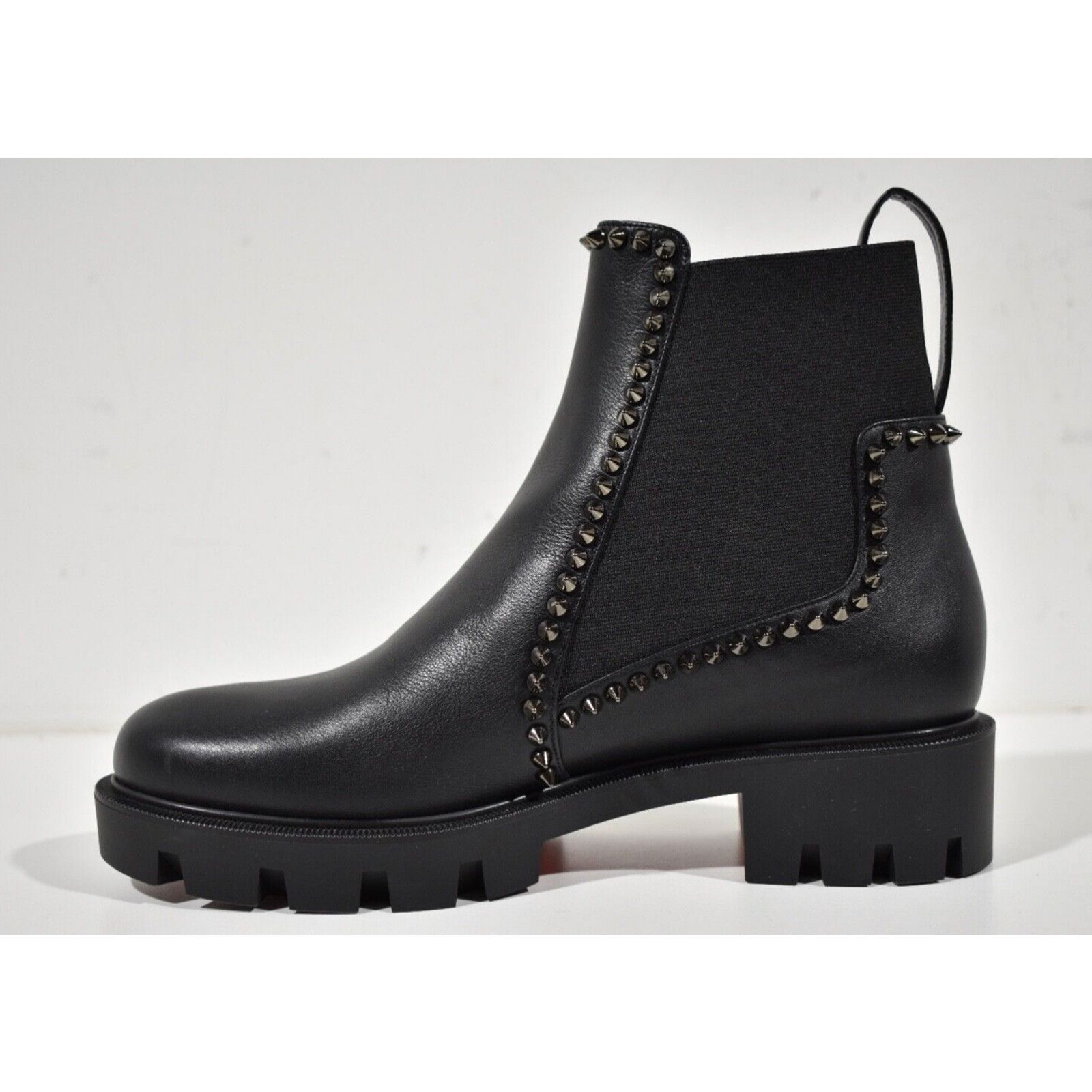 Christian Louboutin Christian Louboutin Out Lina Spike Lug Flat Black Calf Size US 7.5 / IT 37.5 - 8 Thumbnail
