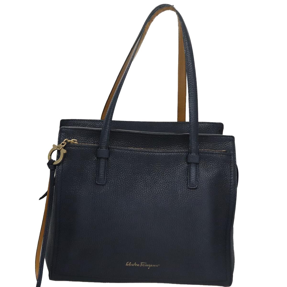 Salvatore Ferragamo Amy Navy Leather Tote Bag (Pre-Owned) Size ONE SIZE - 1 Thumbnail