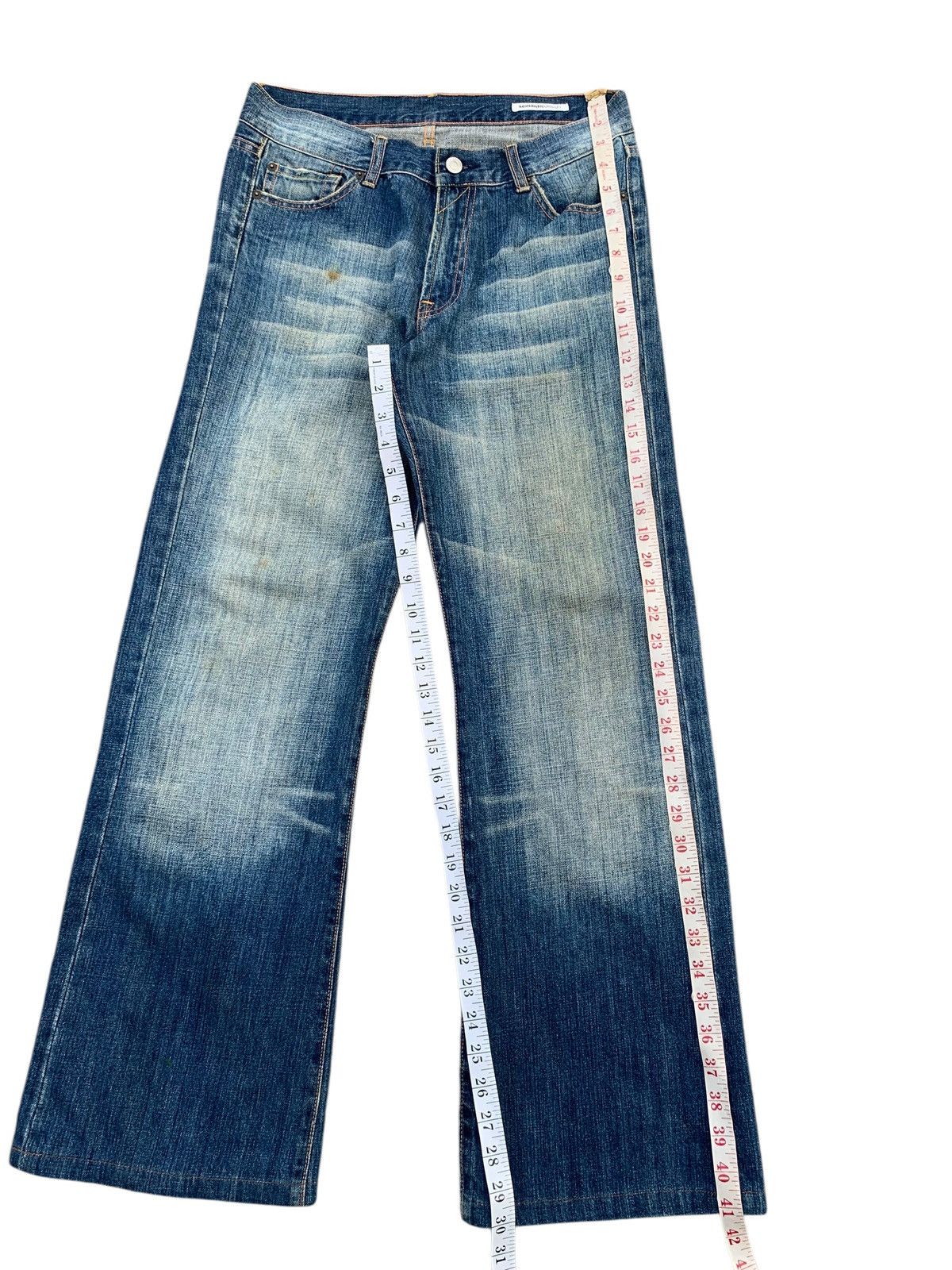 semanticdesign FLARE SEMANTIC DESIGN RUSTY JAPANESE DISTRESSED DENIM Size US 31 - 15 Thumbnail
