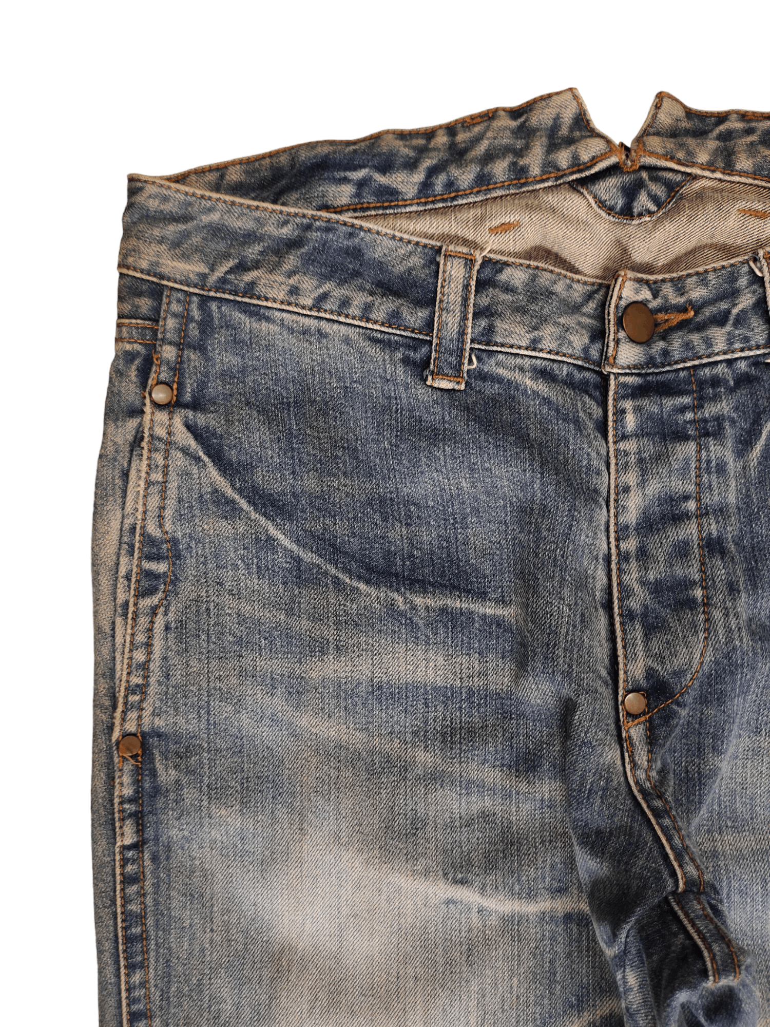 Kapital Japan Buckle Back Distress Faded Denim Undercover Style Y2k Size US 31 - 12 Thumbnail