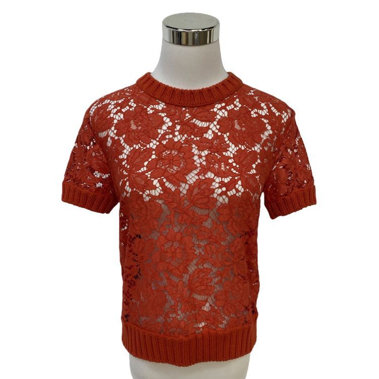 Valentino Valentino Orange Lace Knit Sweater Size S Size S / US 4 / IT 40 - 1 Thumbnail