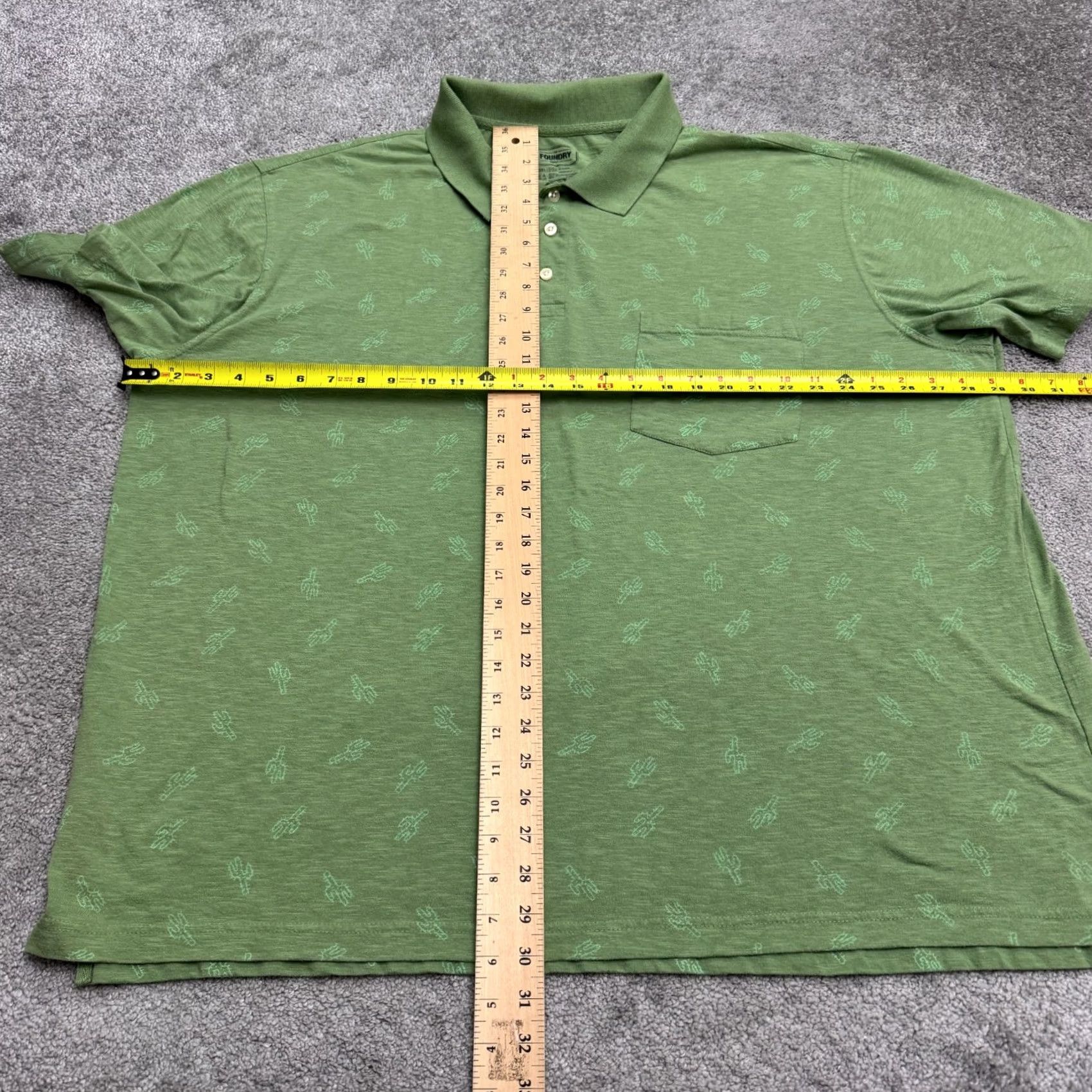 Vintage Foundry Cactus Polo Shirt Mens 3XL Green Short Sleeve Slub Cotton Shirt Size US XXL / EU 58 / 5 - 6 Thumbnail