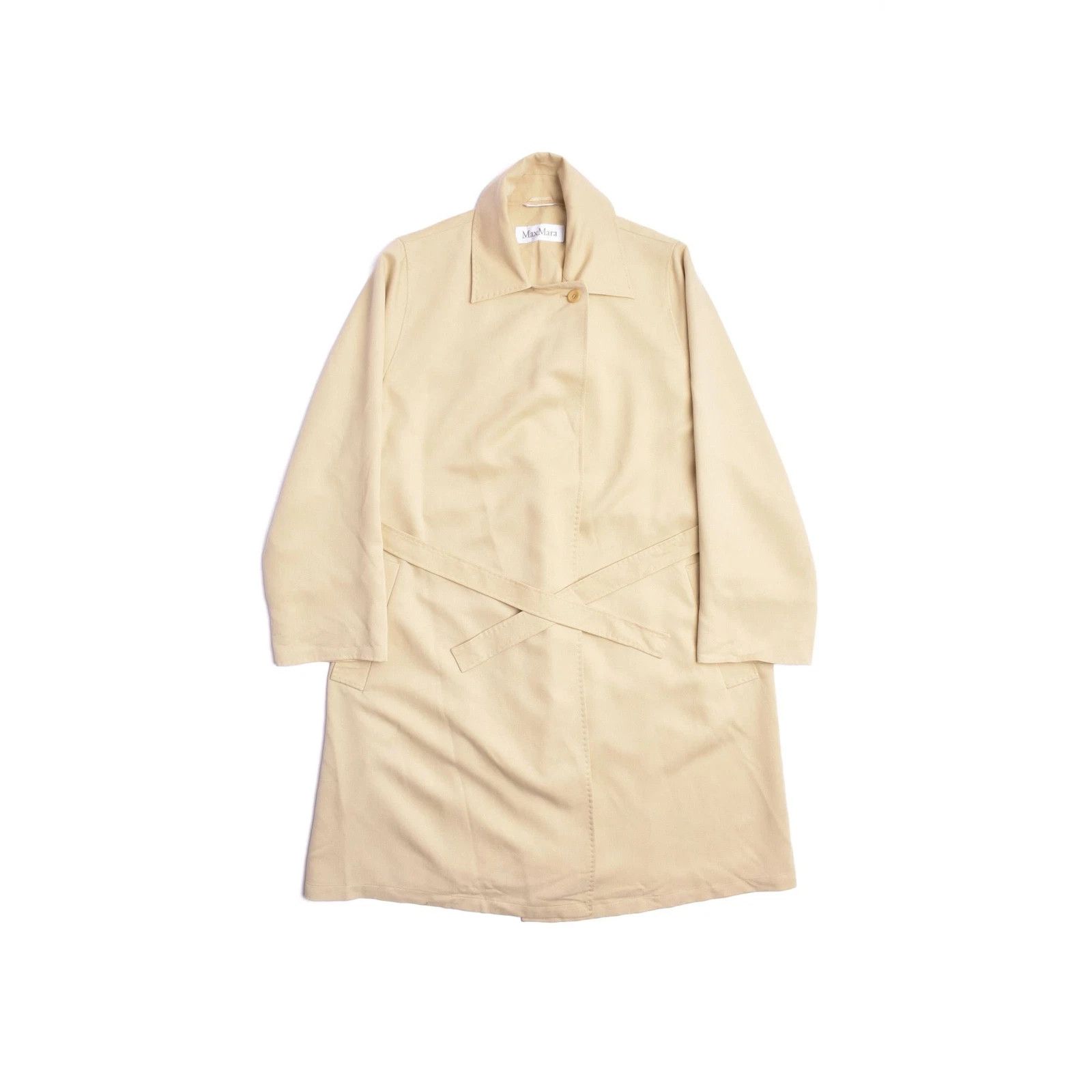 Max Mara Women's MaxMara Beige Belted Trench Coat Size L Size L / US 10 / IT 46 - 1 Thumbnail