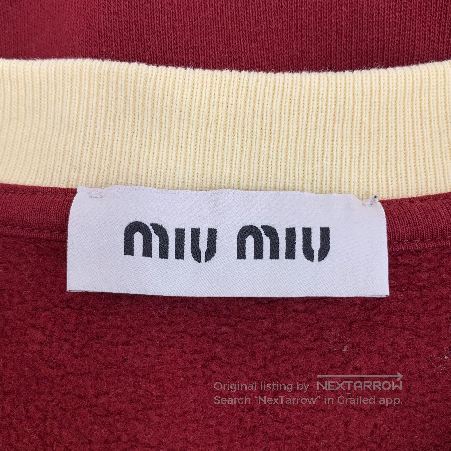 Miu Miu Miu Miu Dark red logo lettering embroidery cotton round-ne Size M / US 6-8 / IT 42-44 - 5 Thumbnail