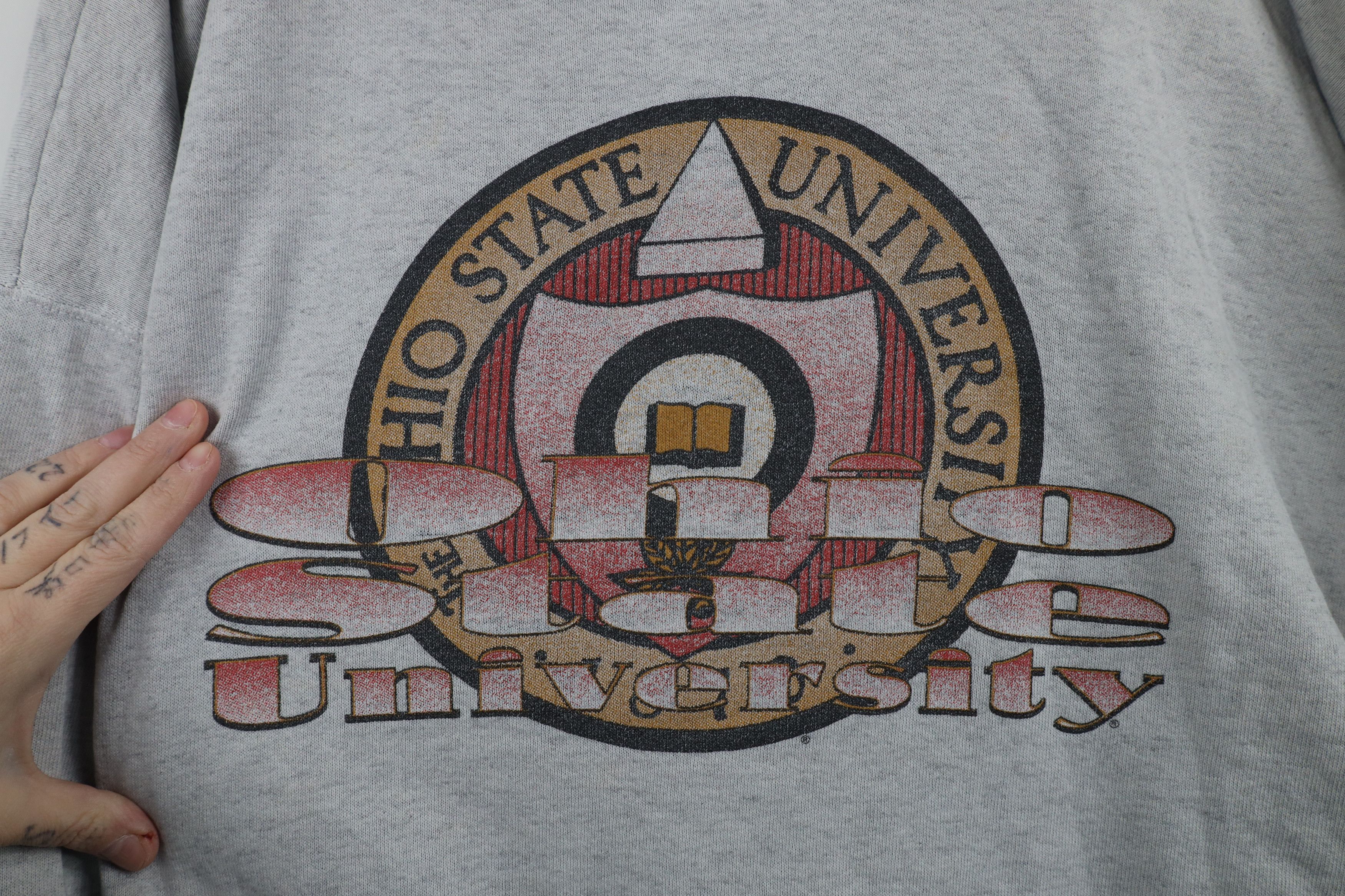 Vintage Vintage 90s Thin Ohio State University Sweatshirt Gray USA Size US XXL / EU 58 / 5 - 4 Thumbnail