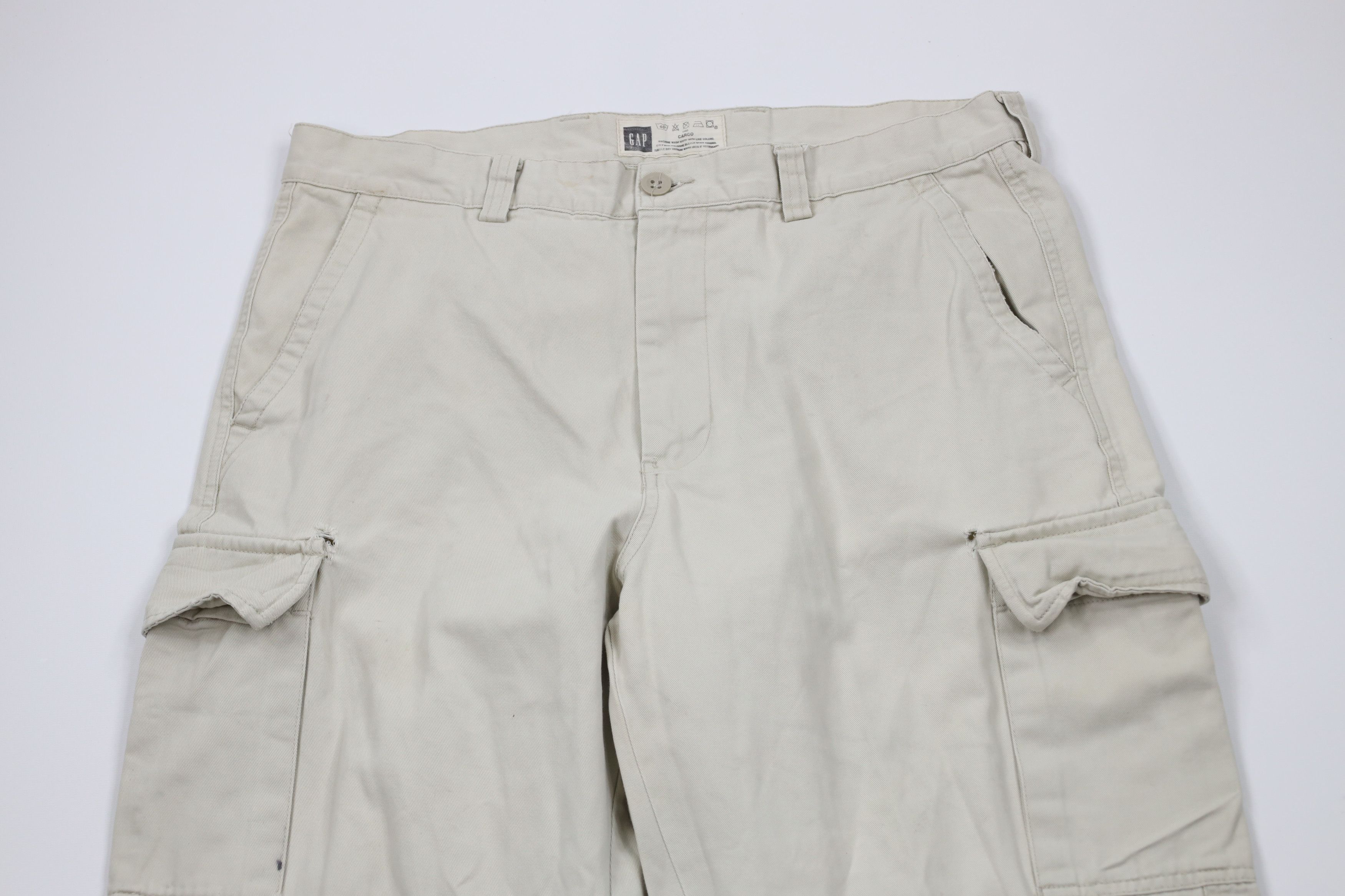 Gap × Vintage Vintage 90s Y2K Gap Baggy Wide Leg Cargo Pants Beige Cotton Size US 34 / EU 50 - 2 Thumbnail