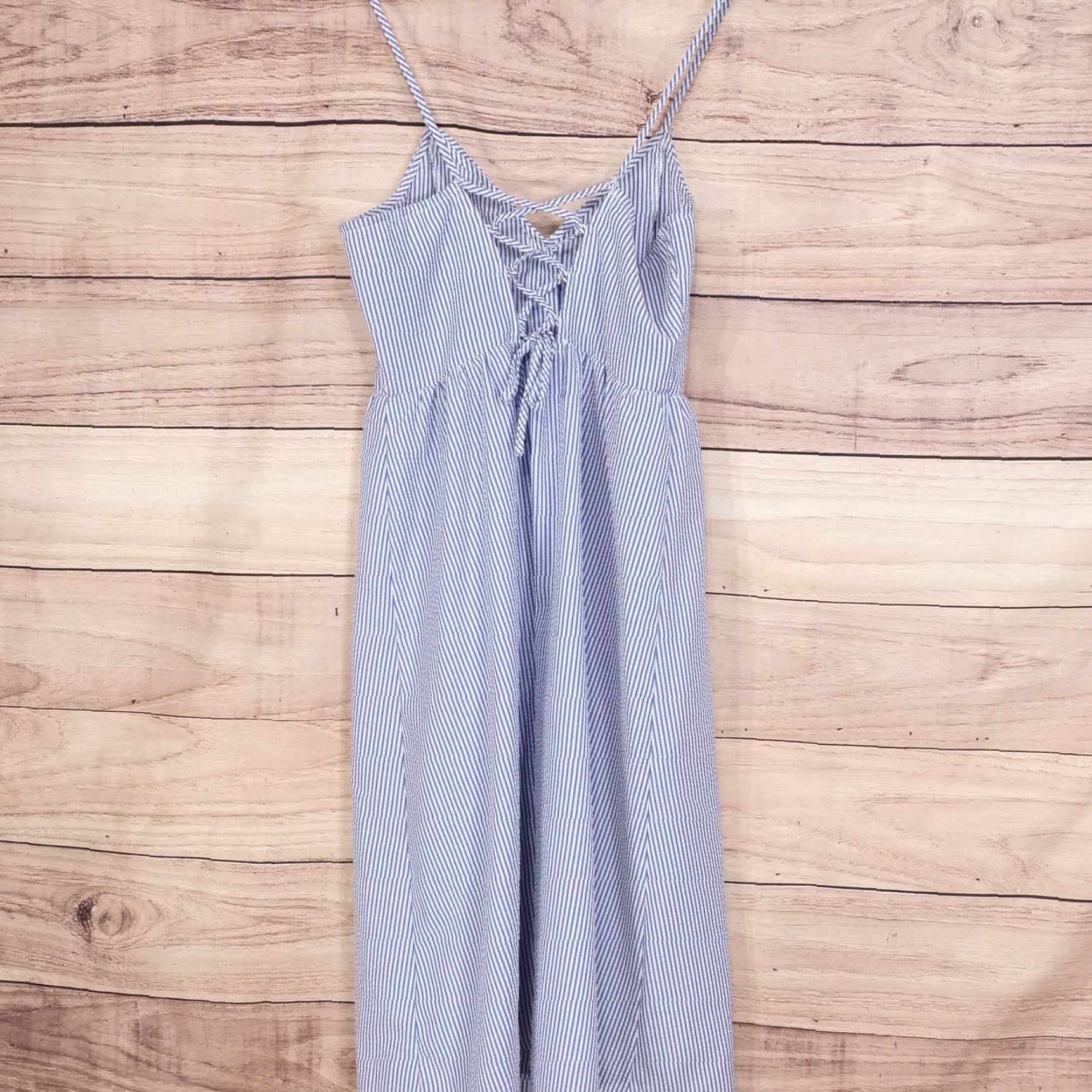 H&M H&M Blue White Striped Seersucker Mini Dress Womens Size 2 Size XS / US 0-2 / IT 36-38 - 4 Thumbnail