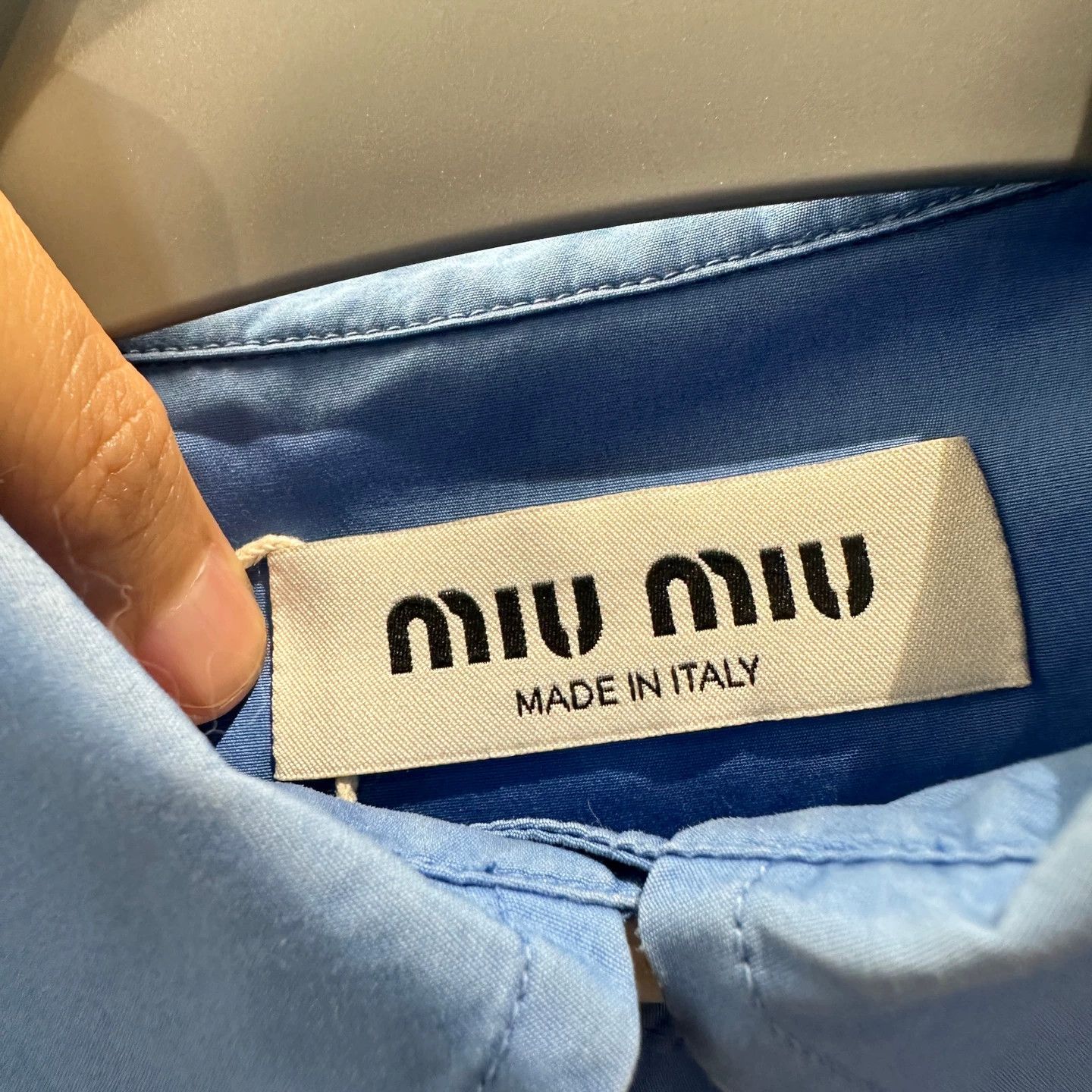 Miu Miu MIU MIU may684 Blue Embroidered Mini Logo Short Shirt 36 Size XS / US 0-2 / IT 36-38 - 4 Thumbnail