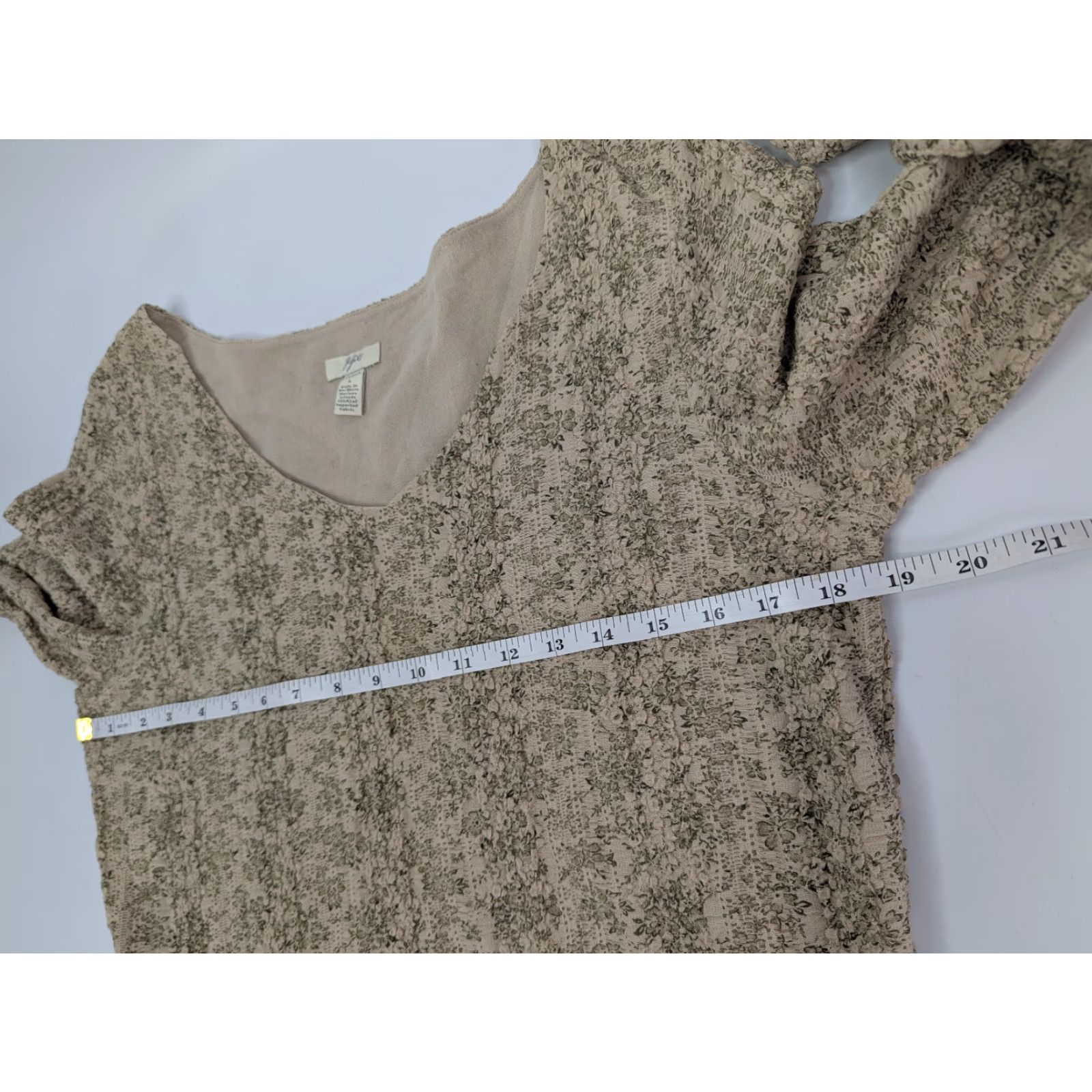 J. Jill J. Jill Blouse Shirt Womens Beige Floral Long Sleeve Round Neck L Regular Stretch Chiffon Lined Bell Sleeve Casual Modern Size L / US 10 / IT 46 - 5 Thumbnail