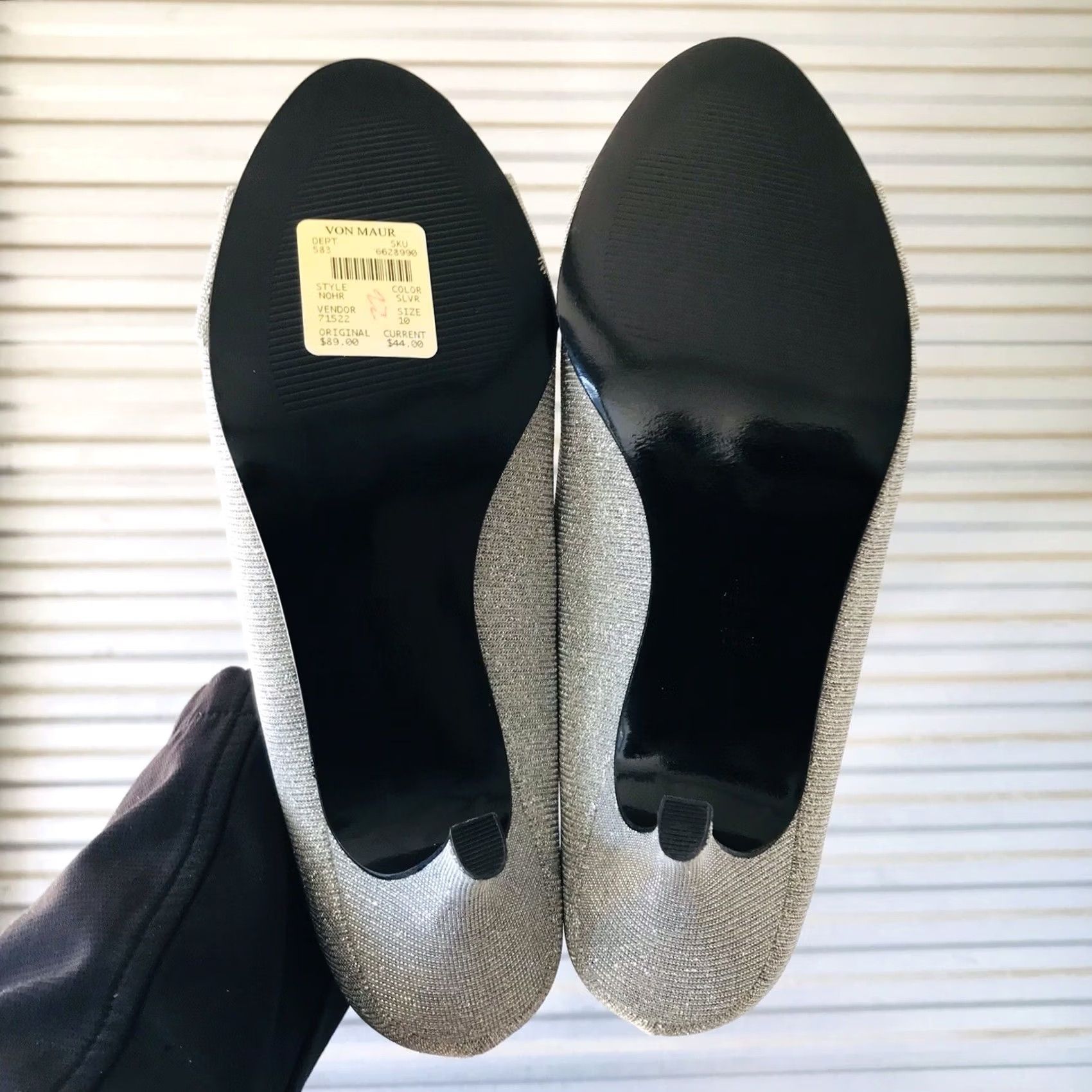 Vintage Caparros Women Silver Nohr Rhinestone Ornament Peep Toe Slip-On Heels Pumps 10 B Caparros NOHR Wedding Party Size US 10 / IT 40 - 4 Thumbnail