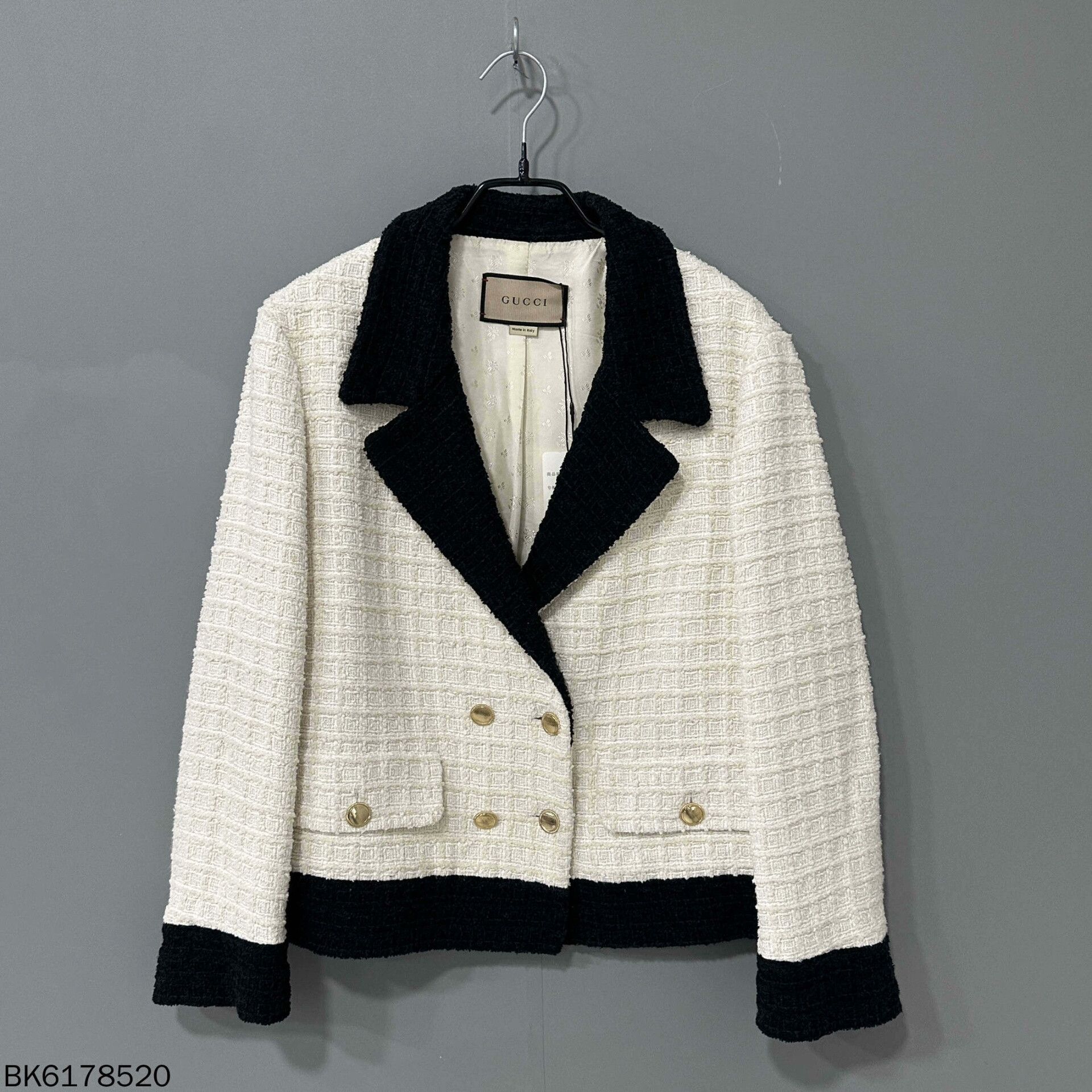 Gucci Gucci Black White Tweed Lapel Jacket Size S / US 4 / IT 40 - 1 Thumbnail