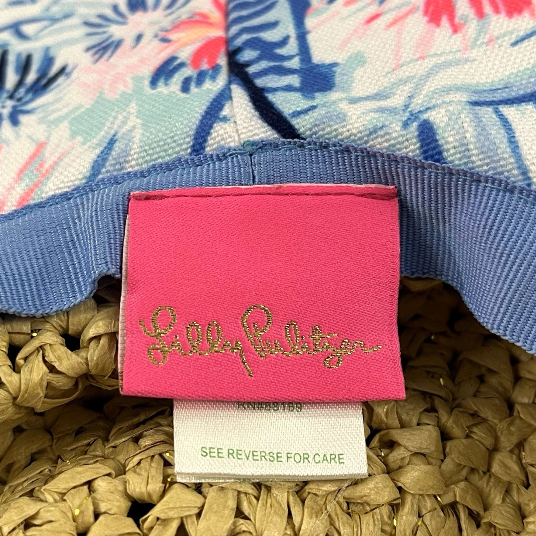 Lilly Pulitzer LILLY PULITZER Hat Straw Floppy Wide Sea to Shining Sea Floral Sun Beach Preppy Hat Size ONE SIZE - 3 Thumbnail