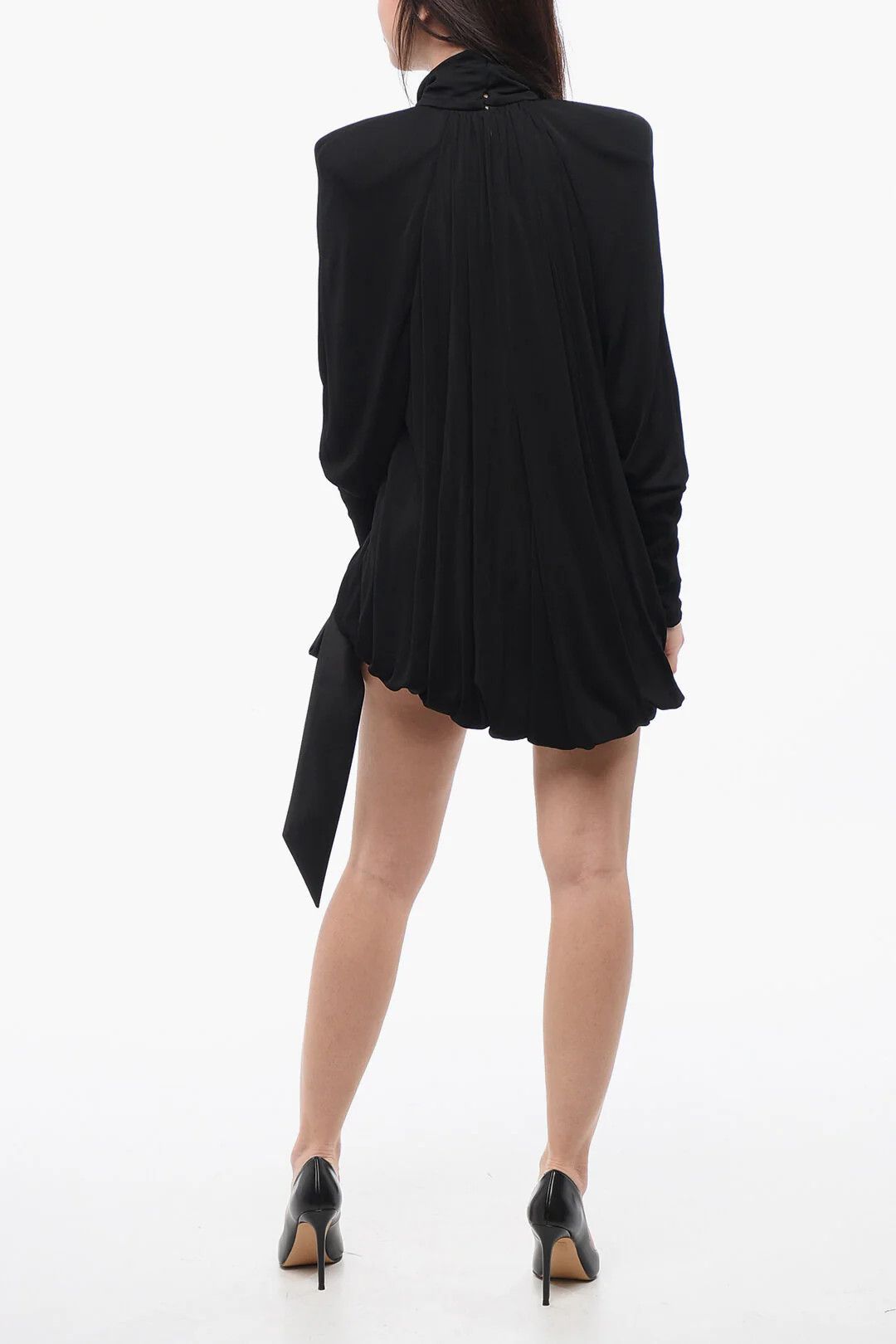 Saint Laurent Paris og1mm0326 Chiffon Dress in Black Size XS / US 0-2 / IT 36-38 - 2 Thumbnail