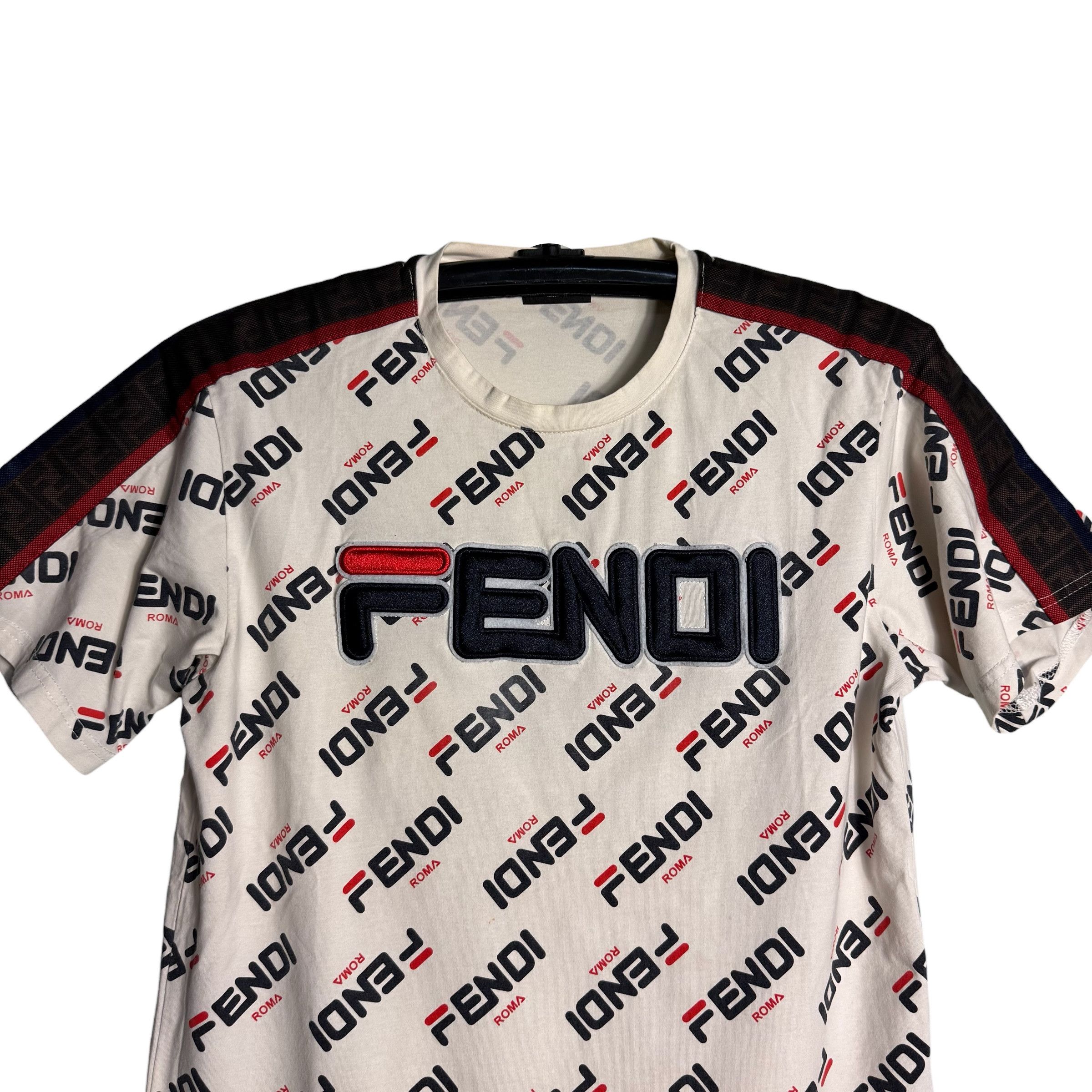 Fendi 🔥RARE🔥Fendi x Fila Mania Logo Allprint T-shirt Size US M / EU 48-50 / 2 - 2 Thumbnail