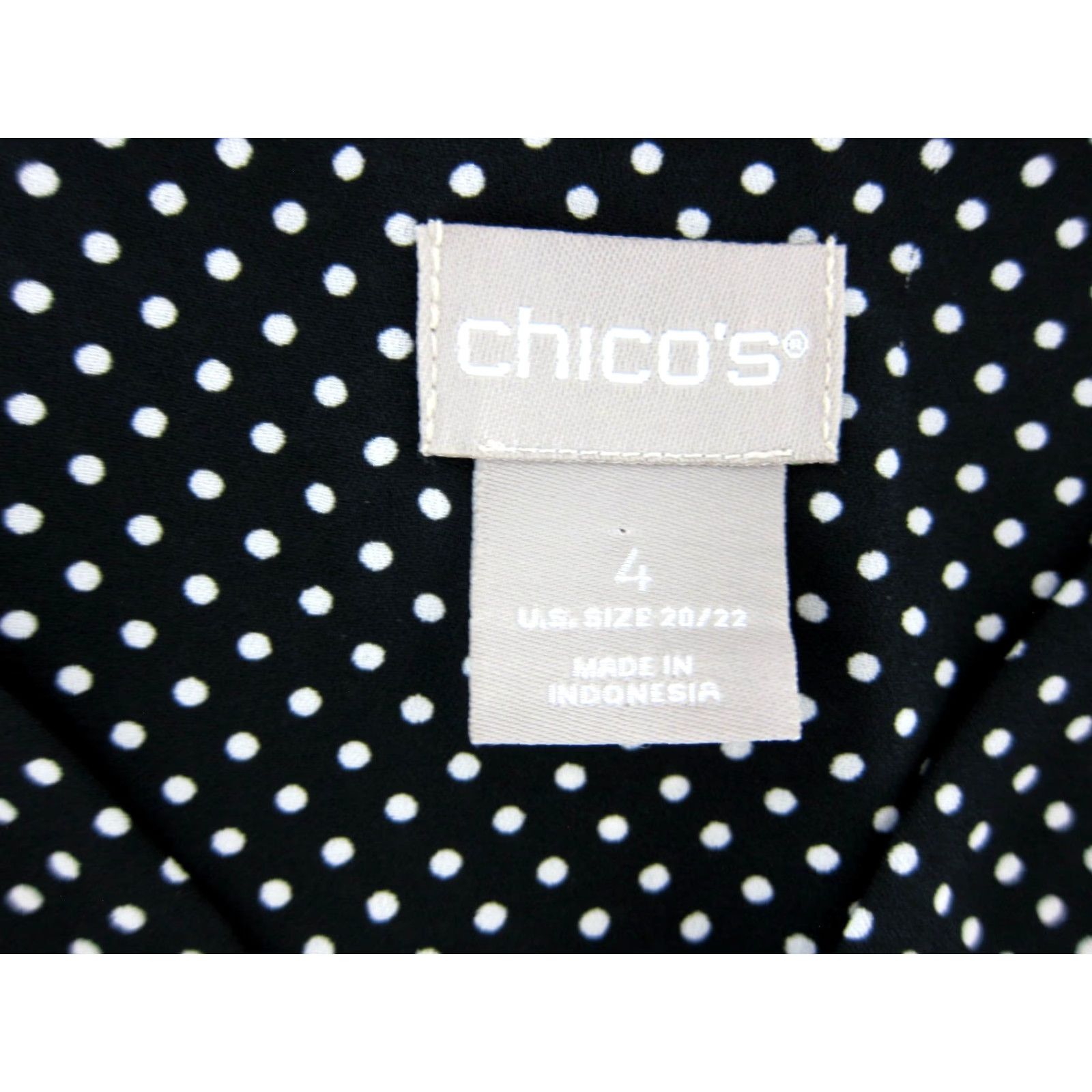 Vintage Chico's Black White Polka Dot Short Sleeve V-Neck Button Down Blouse 2XL Size XXL / US 16-18 / IT 52-54 - 3 Thumbnail