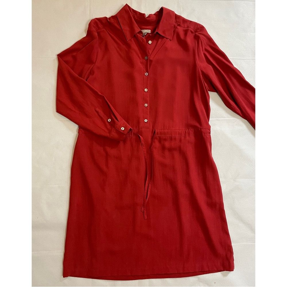 J. Jill NWT New J.Jill Silk Red Long Sleeve Shirt Dress Size L Size L / US 10 / IT 46 - 5 Thumbnail