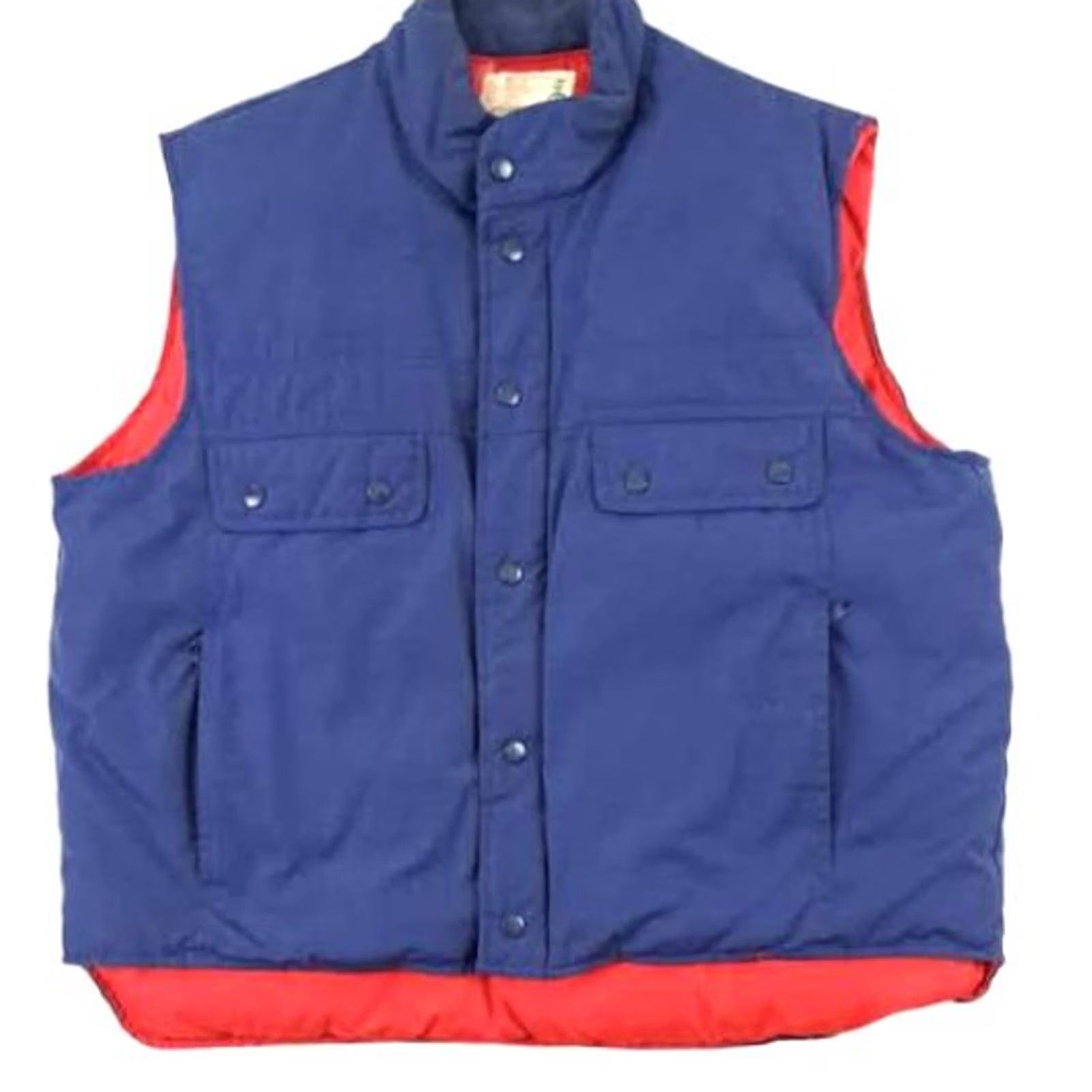 Sears VINTAGE Sears Fieldmaster Down Zip&Button Outdoor Vest XL 46/48 Men Vest Blue & Red Nylon 1970s 80s Bodywarmer Size US M / EU 48-50 / 2 - 4 Thumbnail