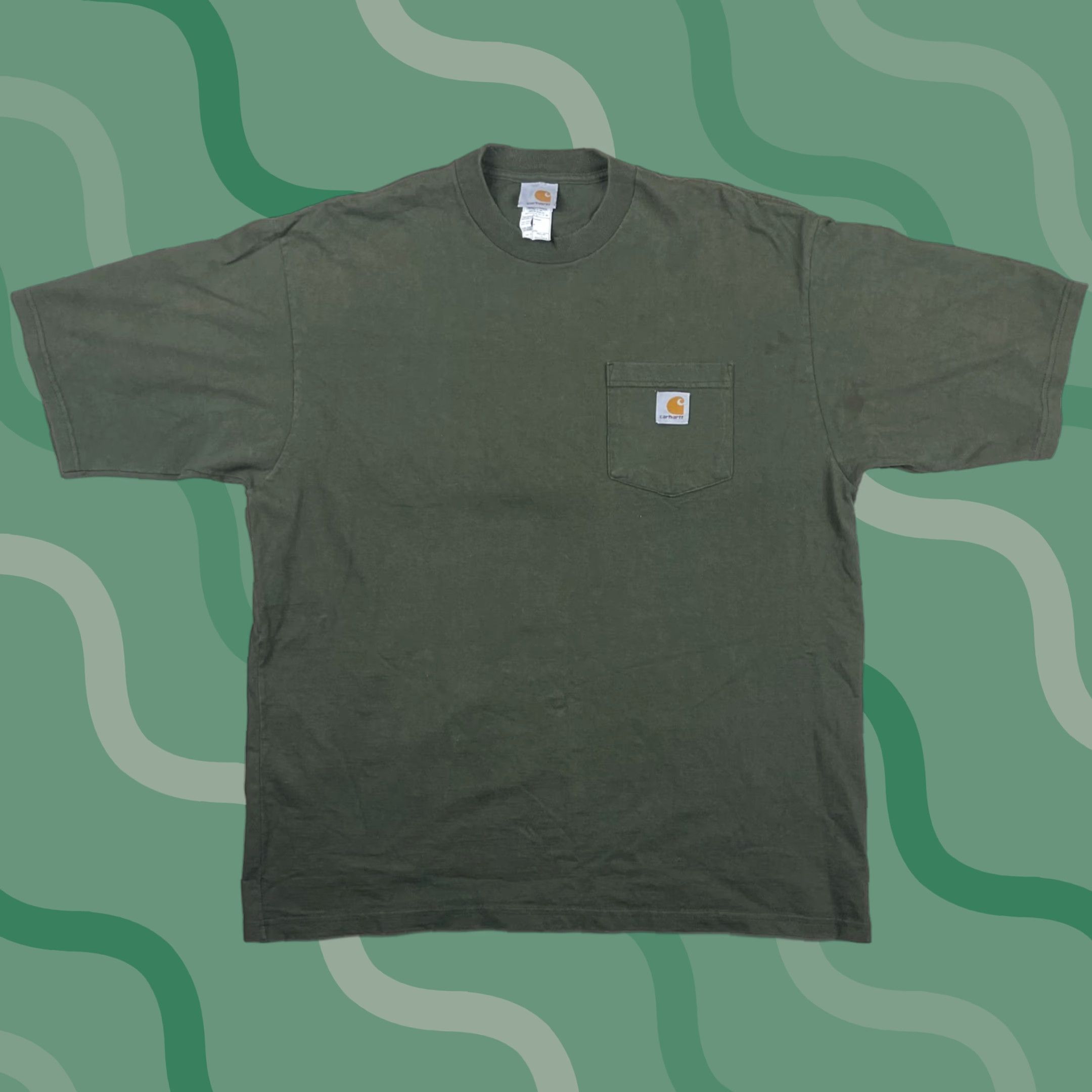 Carhartt Carhartt T Shirt Mens L Pocket Short Sleeve Crew Neck Logo Green Army Military Vintage No (adjust to constraints) Size US L / EU 52-54 / 3 - 1 Thumbnail