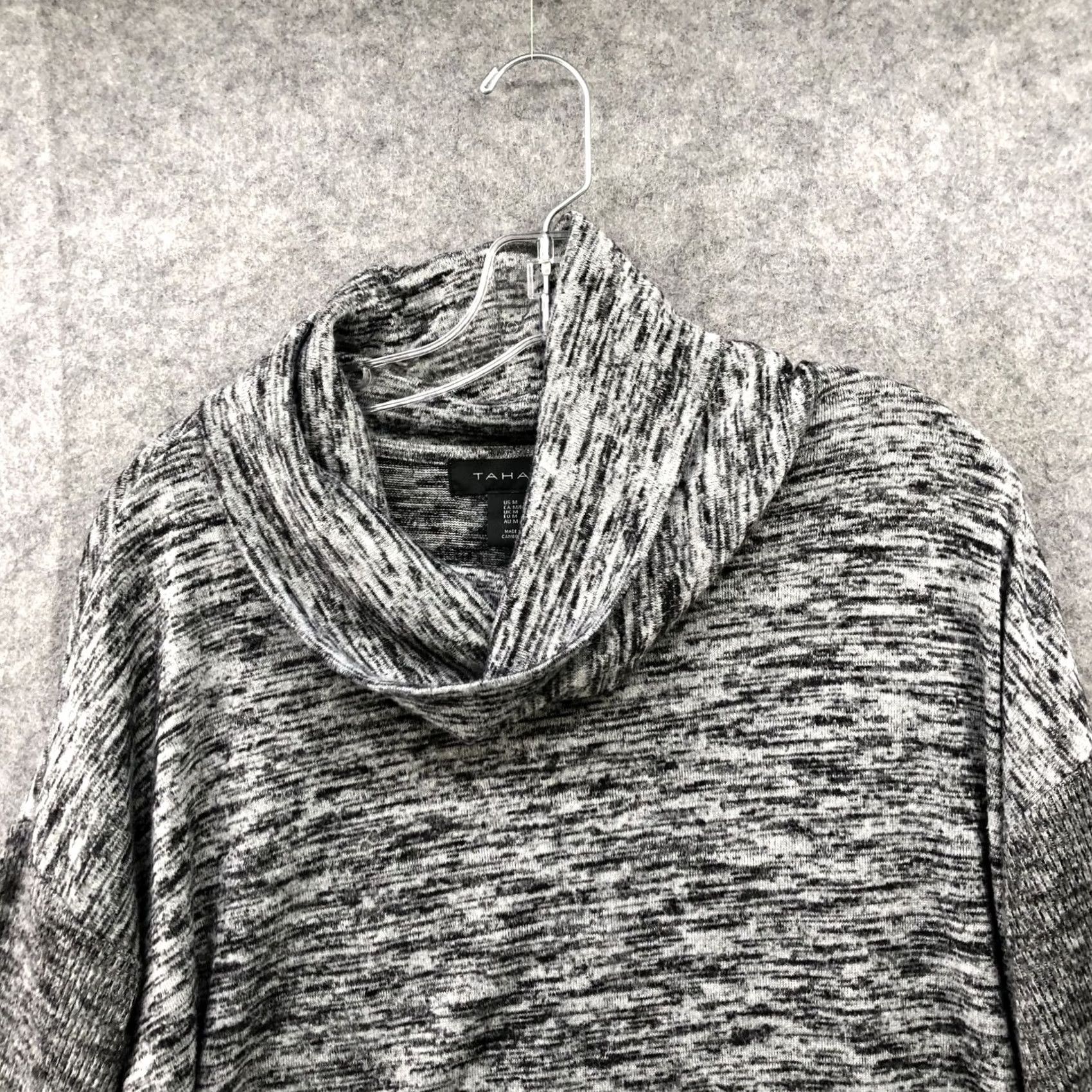 Vintage Tahari Cowl Neck Knit Pullover Sweater Womens M Gray Heather Lightweight Size M / US 6-8 / IT 42-44 - 3 Thumbnail