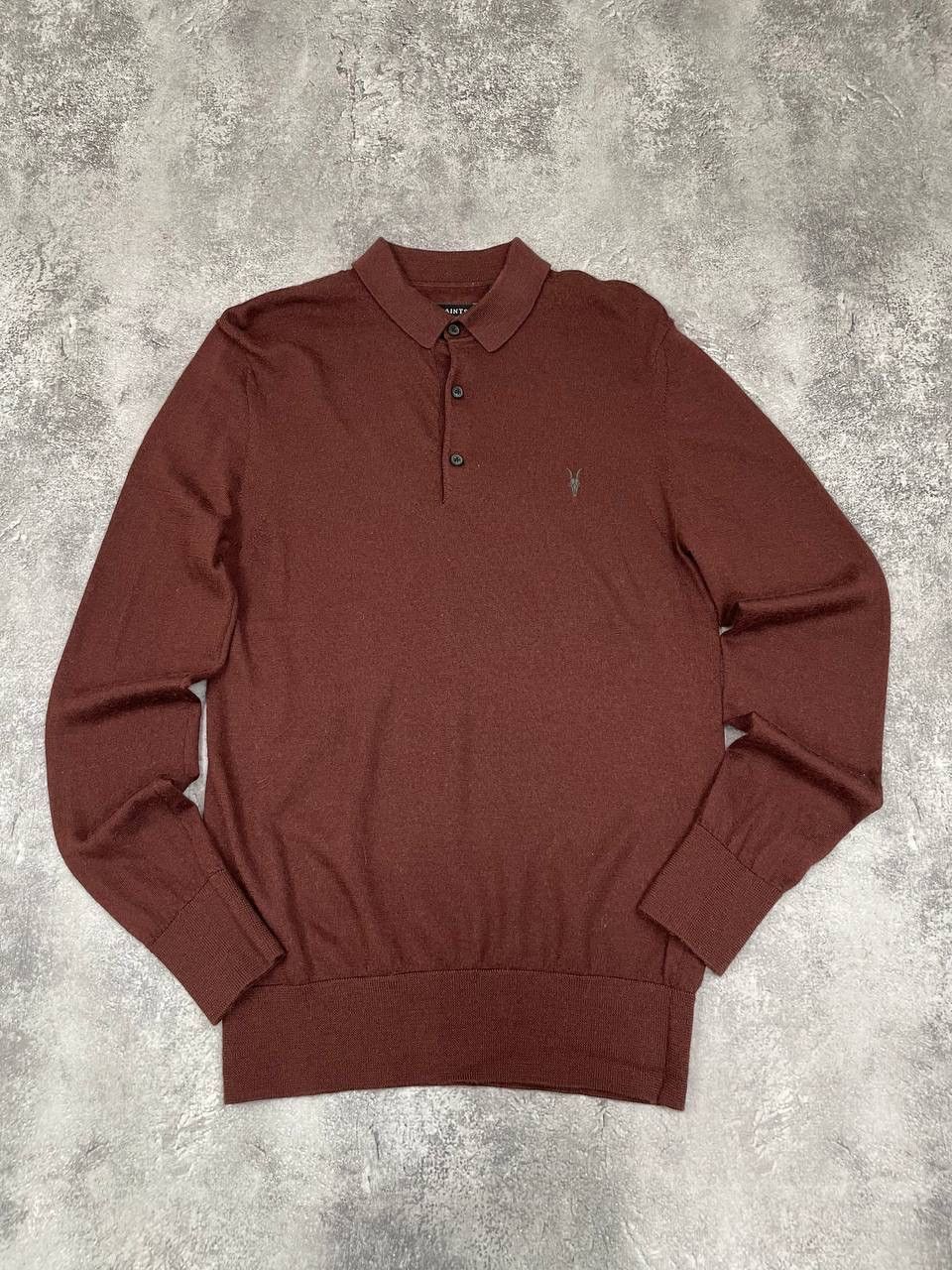 Allsaints AllSaints Men Merino Wool Polo Sweater Long Sleeve Brown Size US S / EU 44-46 / 1 - 1 Thumbnail