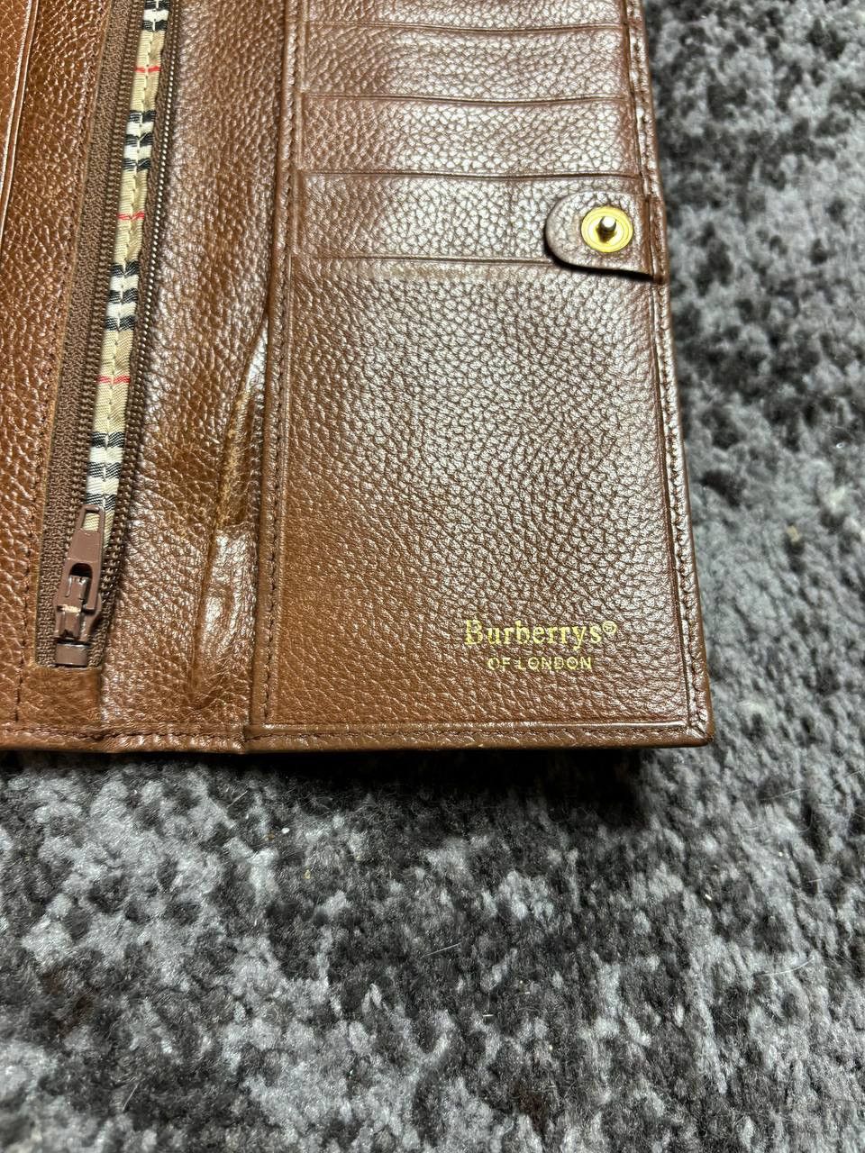 Burberry × Vintage Vintage Y2K Burberry Leather Brown Luxury Long Wallet Size ONE SIZE - 5 Thumbnail