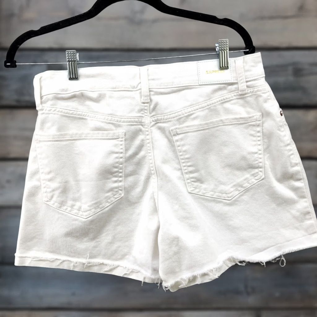 Express VINTAGE Express Mid Rise Shortie Jean Shorts Womens Size 4 White Cutoff Roll Cuff Size 27" / US 4 / IT 40 - 1 Thumbnail