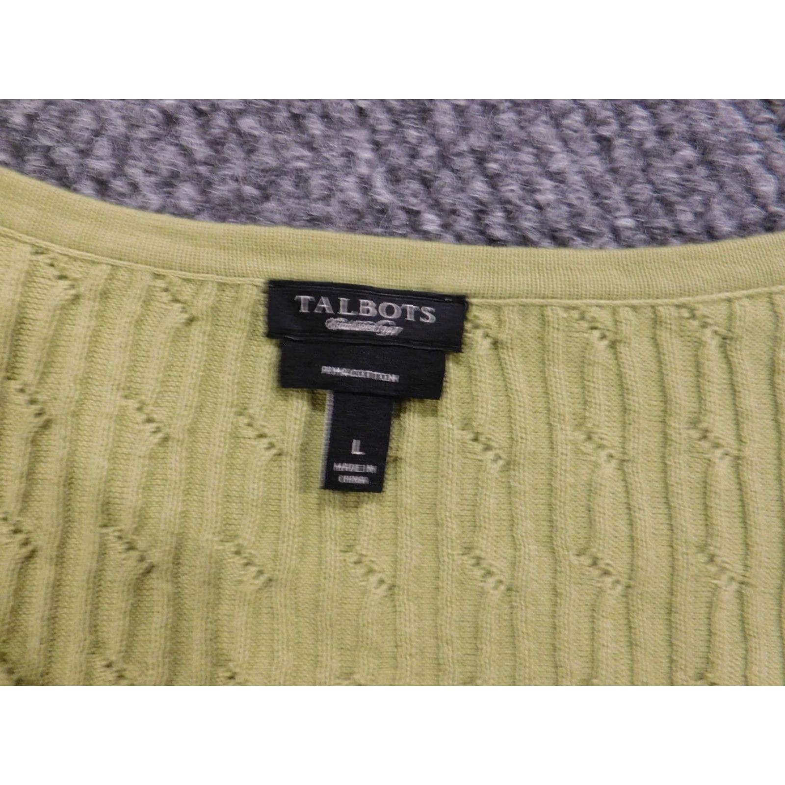 Talbots Talbots Sweater Pullover Womens Large Green V-Neck Casual Knit Stretch Ruffle Modern Size L / US 10 / IT 46 - 4 Thumbnail