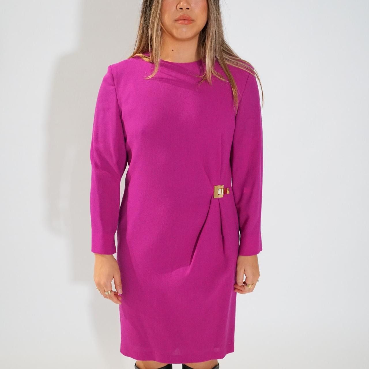Celine Celine 3/4 Sleeve Pink LS Shift Dress w Gold Metal Buckle Size M / US 6-8 / IT 42-44 - 1 Thumbnail