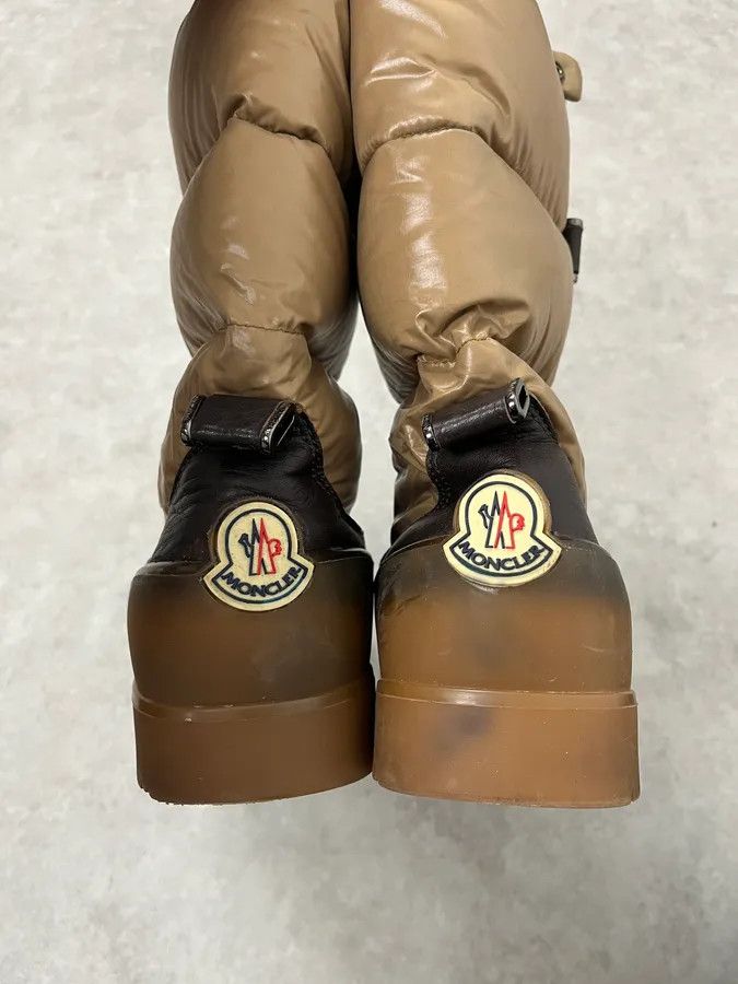 Moncler Moncler Brown Leather Beige Quilted Puffer Boots Size US 10 / EU 43 - 6 Thumbnail