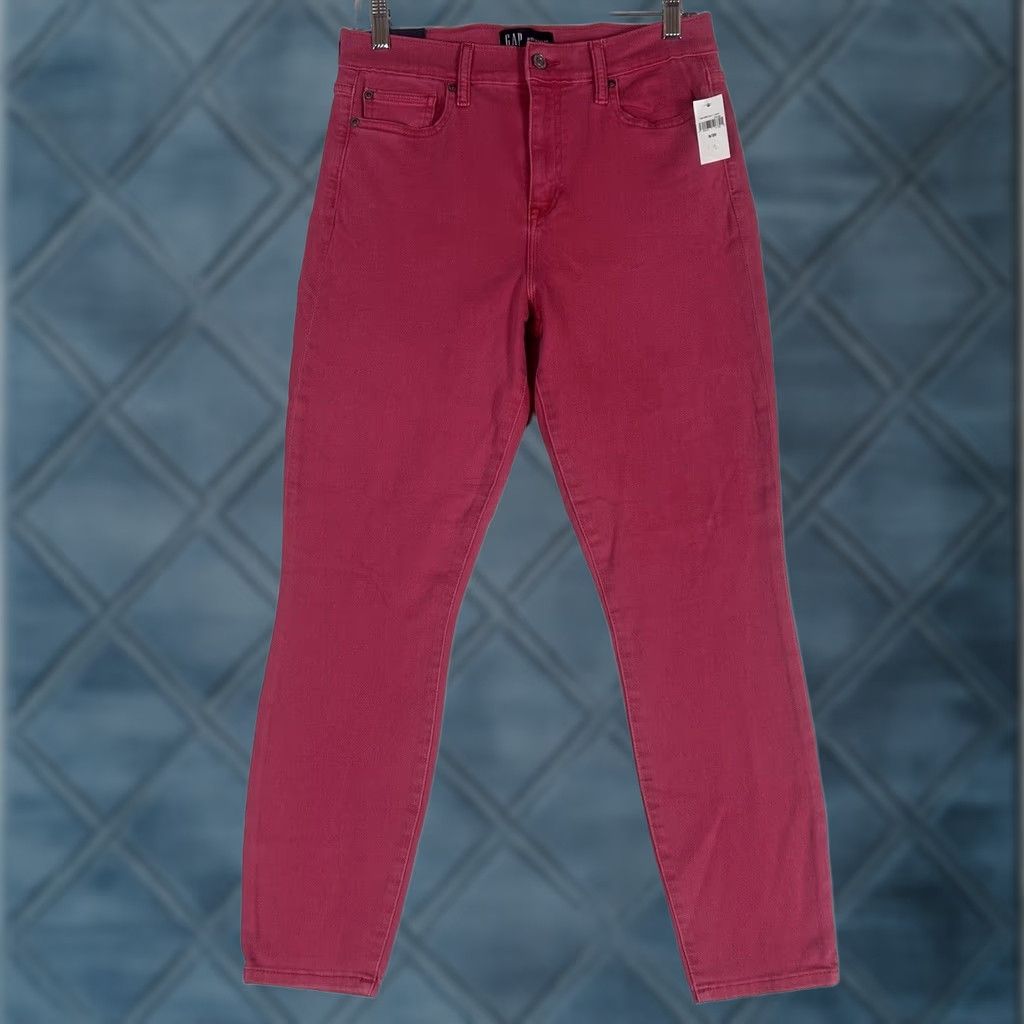 Gap GAP Jeans High Rise Legging Skimmer Denim Pink 8 Regular Womens NWT ZIP Button Zipper Stretch Slim Size 30" / US 8 / IT 44 - 1 Thumbnail