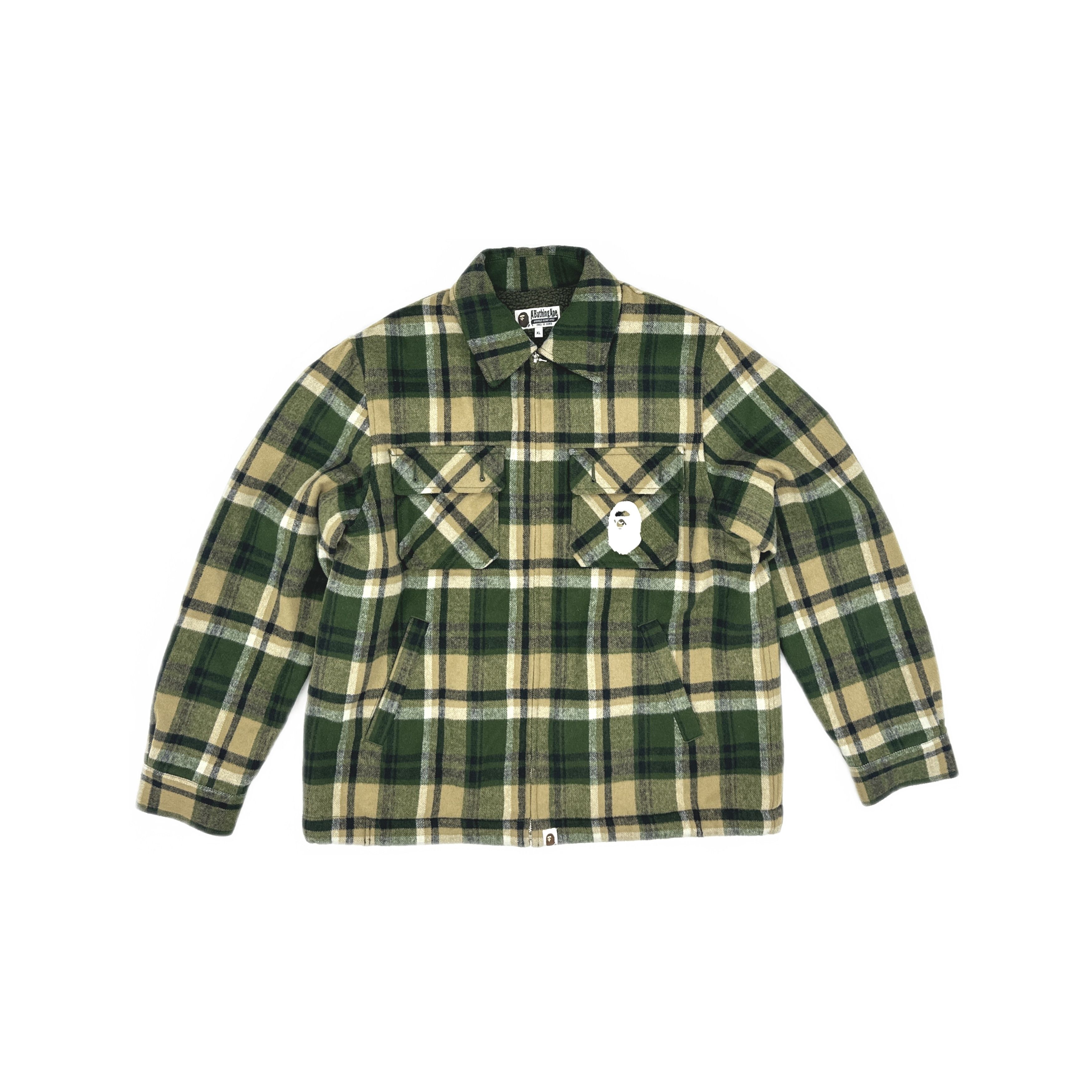 Bape A Bathing Ape Plaid Logo Zip Jacket XL Size US XL / EU 56 / 4 - 1 Thumbnail
