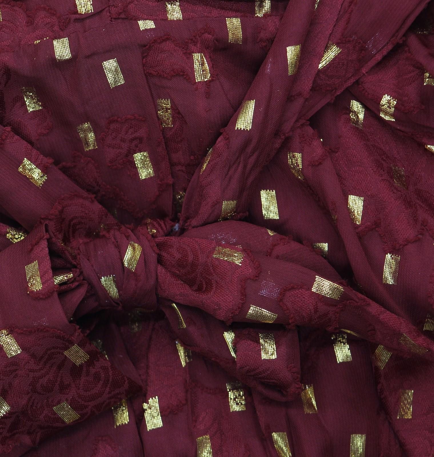 Other Nwt B. Darlin Sheer Puff Sleeve Dress Wine Red / Gold 1/2 Size M / US 6-8 / IT 42-44 - 6 Thumbnail