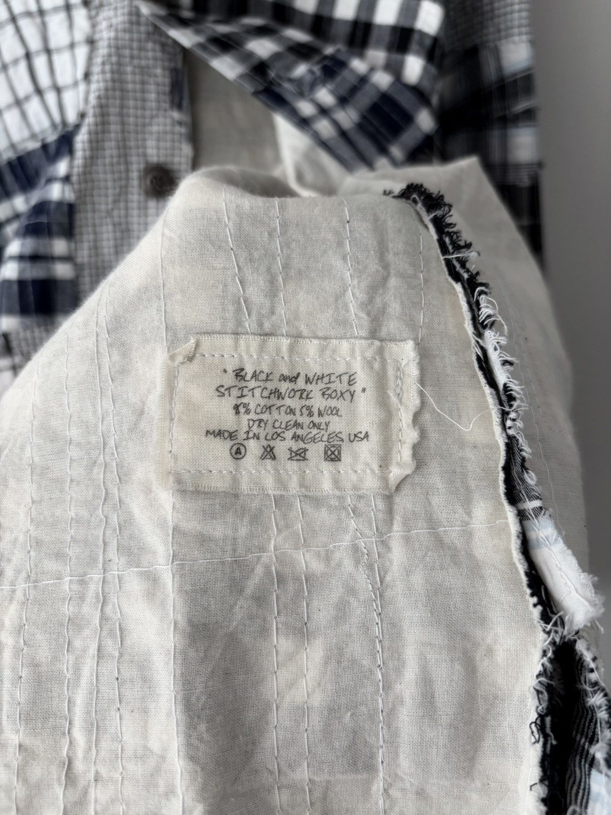 Greg Lauren Greg Lauren Black and White Stitchwork Boxy Shirt Jacket Size US L / EU 52-54 / 3 - 6 Thumbnail