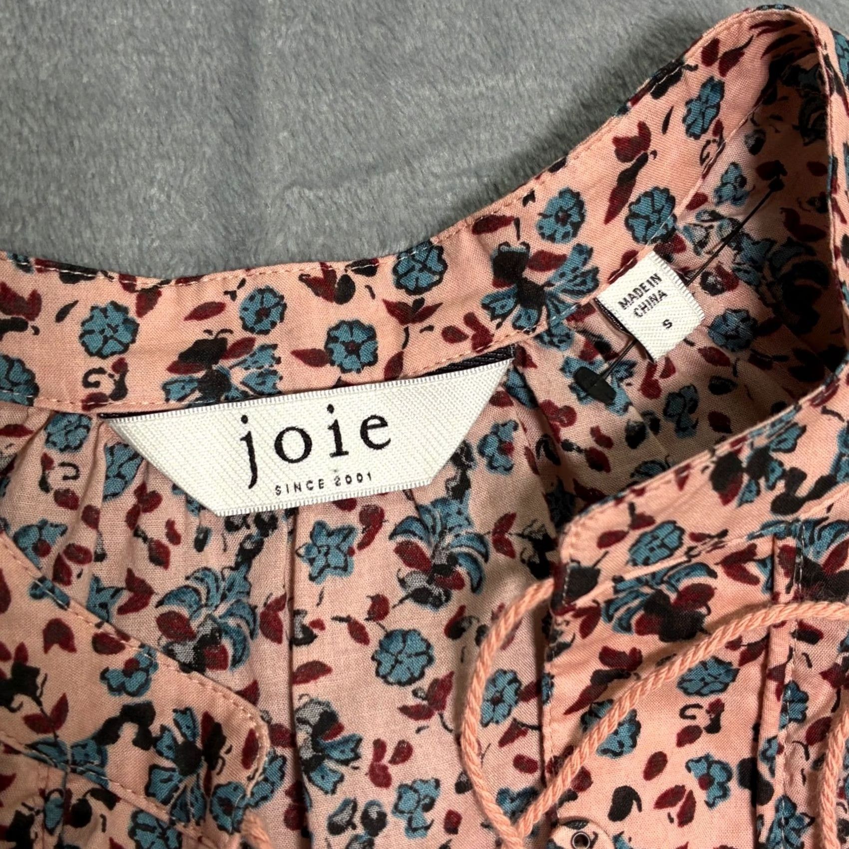 Joie Joie Dracha Floral Tassel Tie V-Neck Blouse Womens S Pink Floral Print Tunic Size S / US 4 / IT 40 - 4 Thumbnail