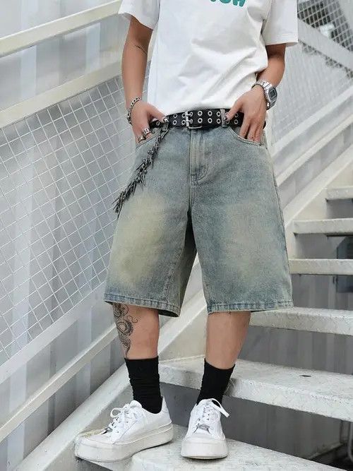 Japanese Brand × Vintage DRIP jeans jorts Y2K RETRO shorts Size US 32 / EU 48 - 1 Thumbnail